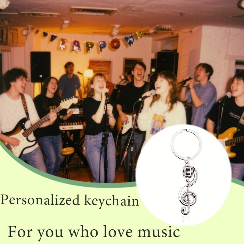 Music Note Keychain Gifts Musician Music Lovers Teachers Birthday Appreciation Gifts for Musicians Singers Christmas Retirement Gift Singer Friends Musical Note Key Ring image number 2