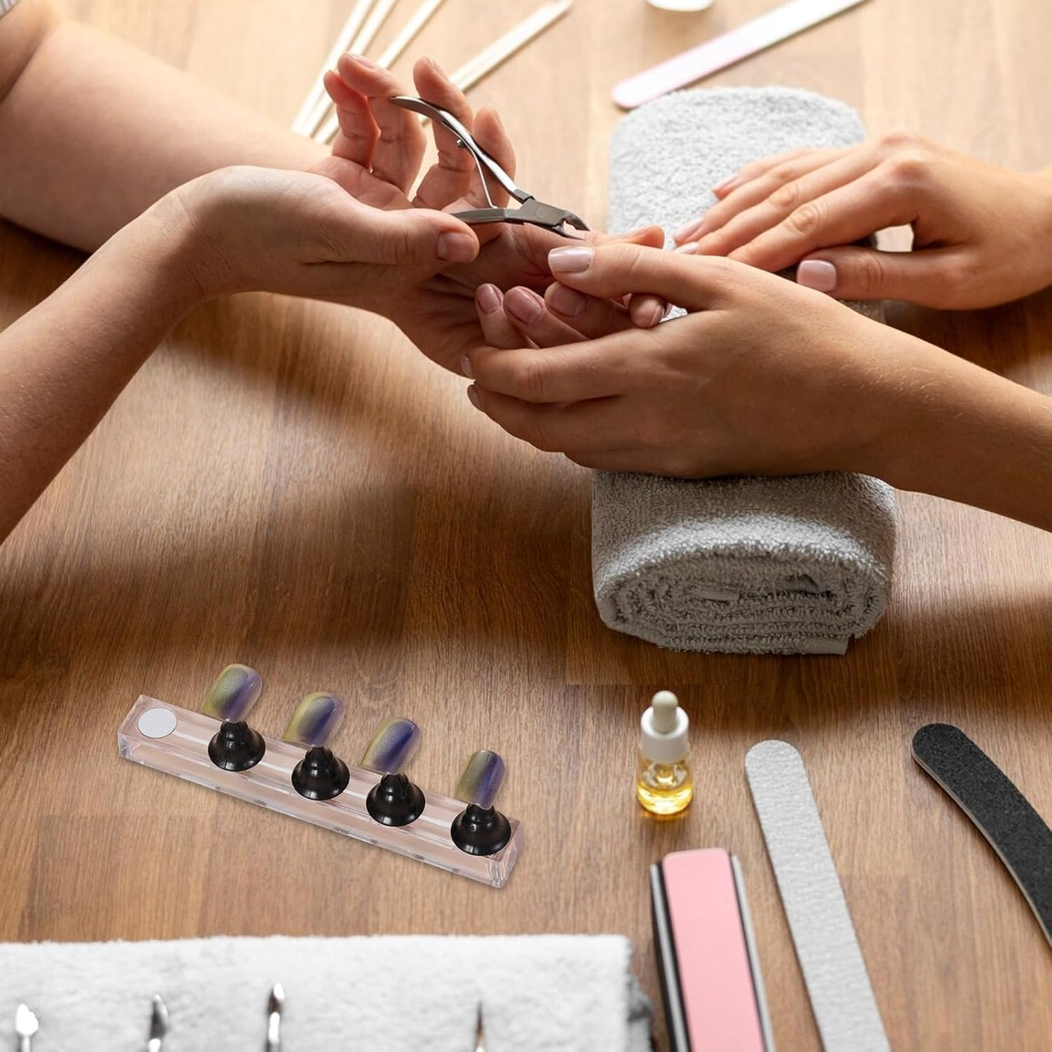 Piriuuo Pack of 2 Nail Stands, Acrylic Nail Stand for Press on Nails Display, Nail Practice Stand, Magnetic Nail Tips Holder, DIY Nail Art Stand, Nail Pressure Nail Stand for Manicure Tool image number 6