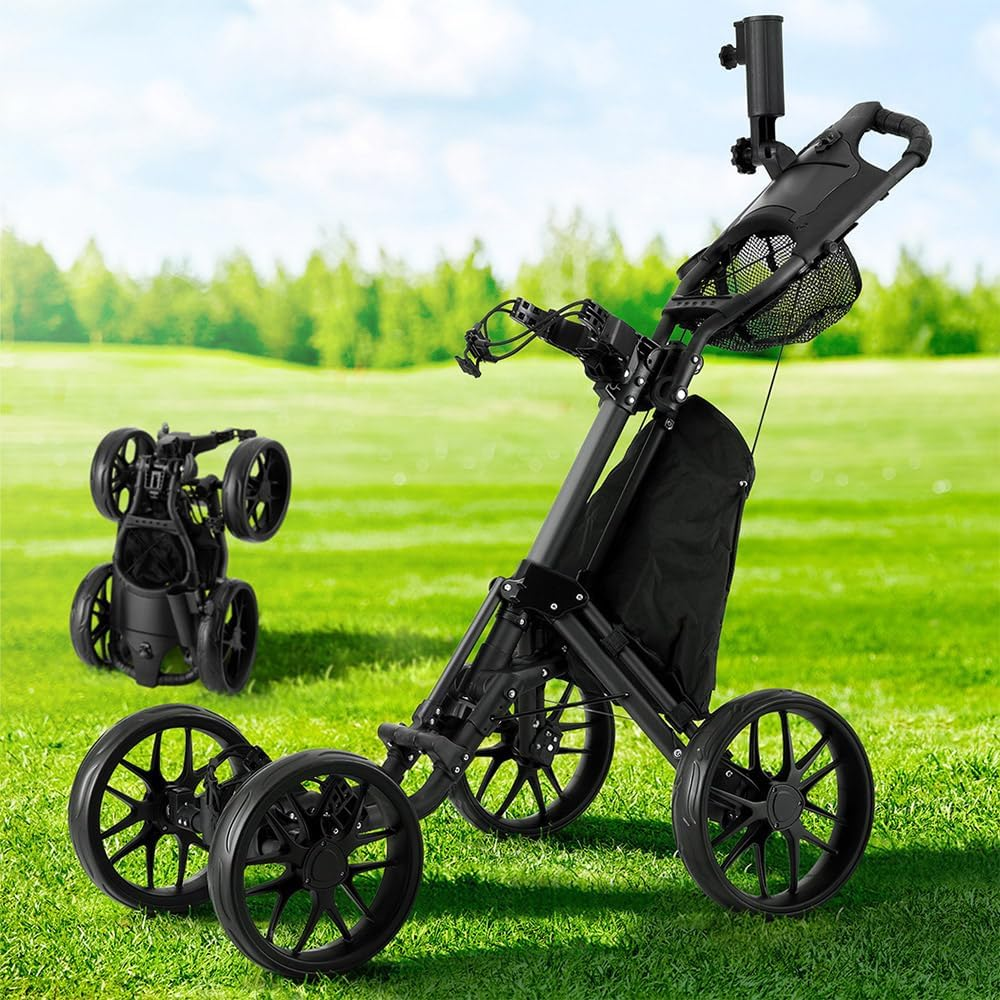 Everfit Golf Buggy Foldable Trolley Golf Cart Wheels Umbrella Bottle Holder image number 5