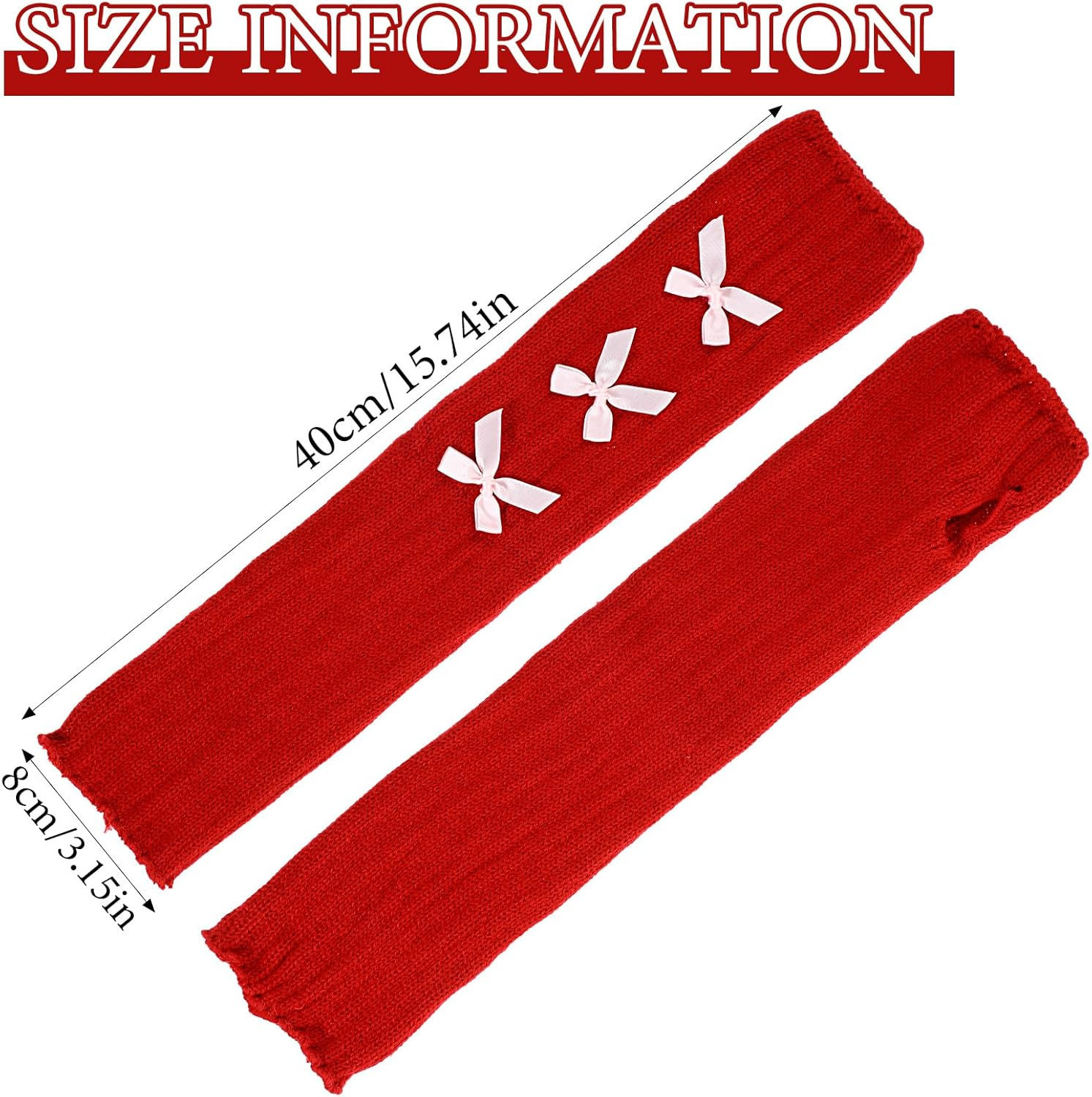 APLZGMG Knitted Arm Warmers, Long-Sleeve Gloves, Y2K Accessories with Bow, Harajuku Lolita Fingerless Mittens for Women Girl image number 5