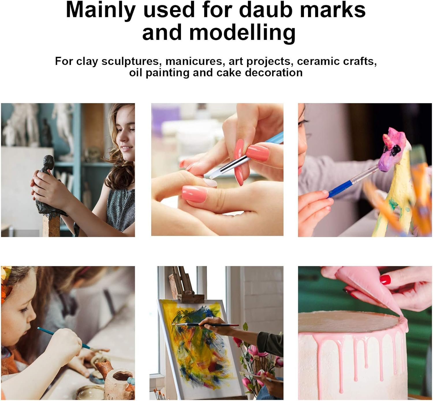 RIZGHWOY Tonkulptursstift Long -Term Dating Tools for Clay Sculptures, Nail Art and Art Projects, 5 Pieces image number 2