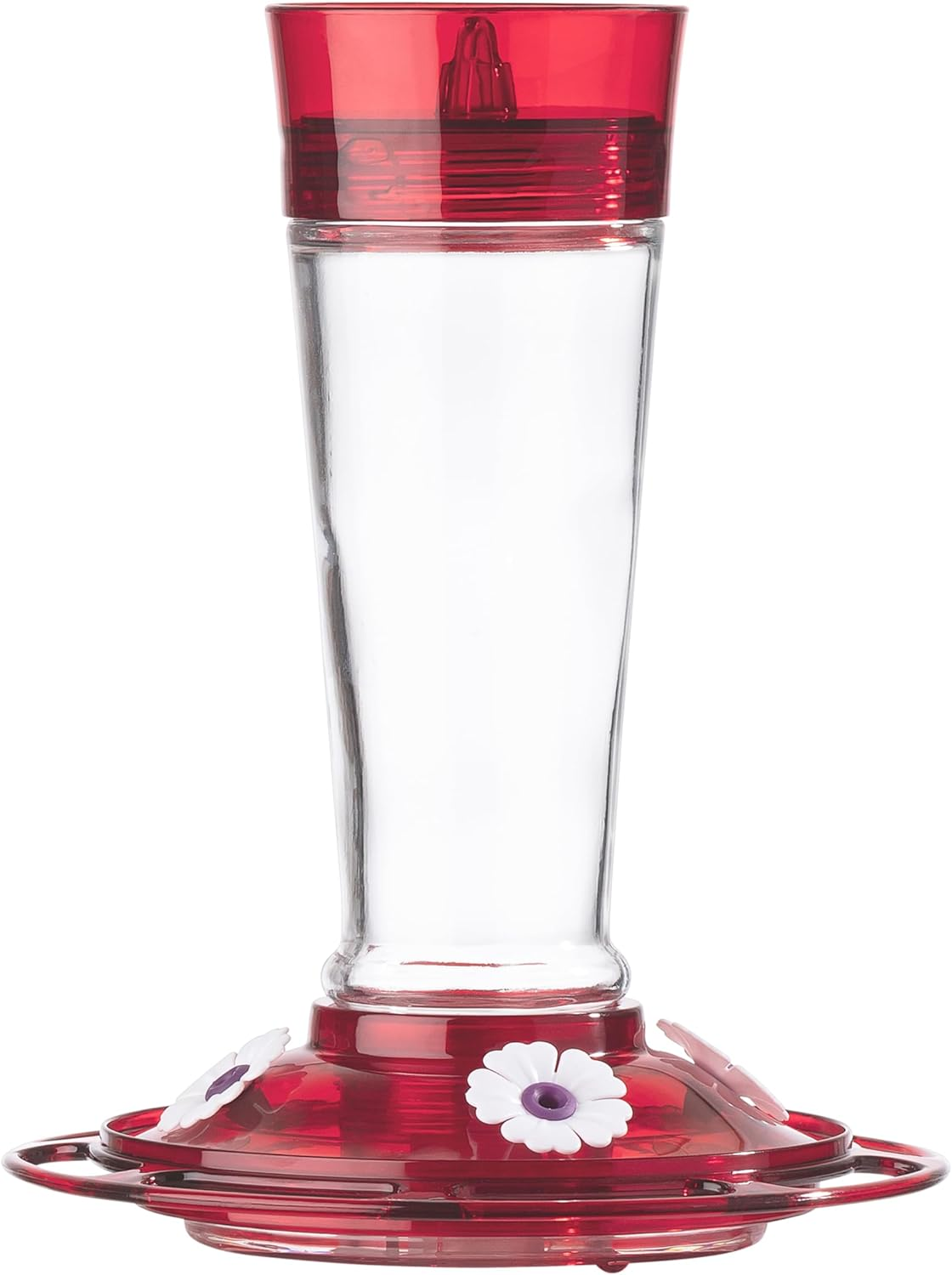 More Birds Bird Health+ Ruby Hummingbird Feeder, Glass Hummingbird Feeders for Outdoors, 4 Feeding Stations, 10 Ounces, Ruby Red image number 4