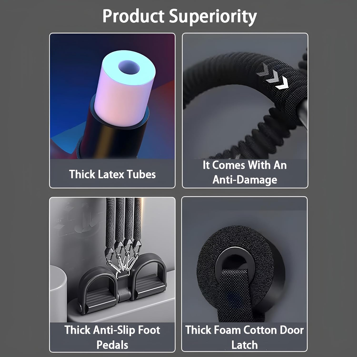 2Pack Pedal Tension Rope,Resistance Bands,For Leg Training and Abdominal Muscle Workout,For Home, Home Gym, Muscle and Strength Training, Resistance Band System (Black) image number 5