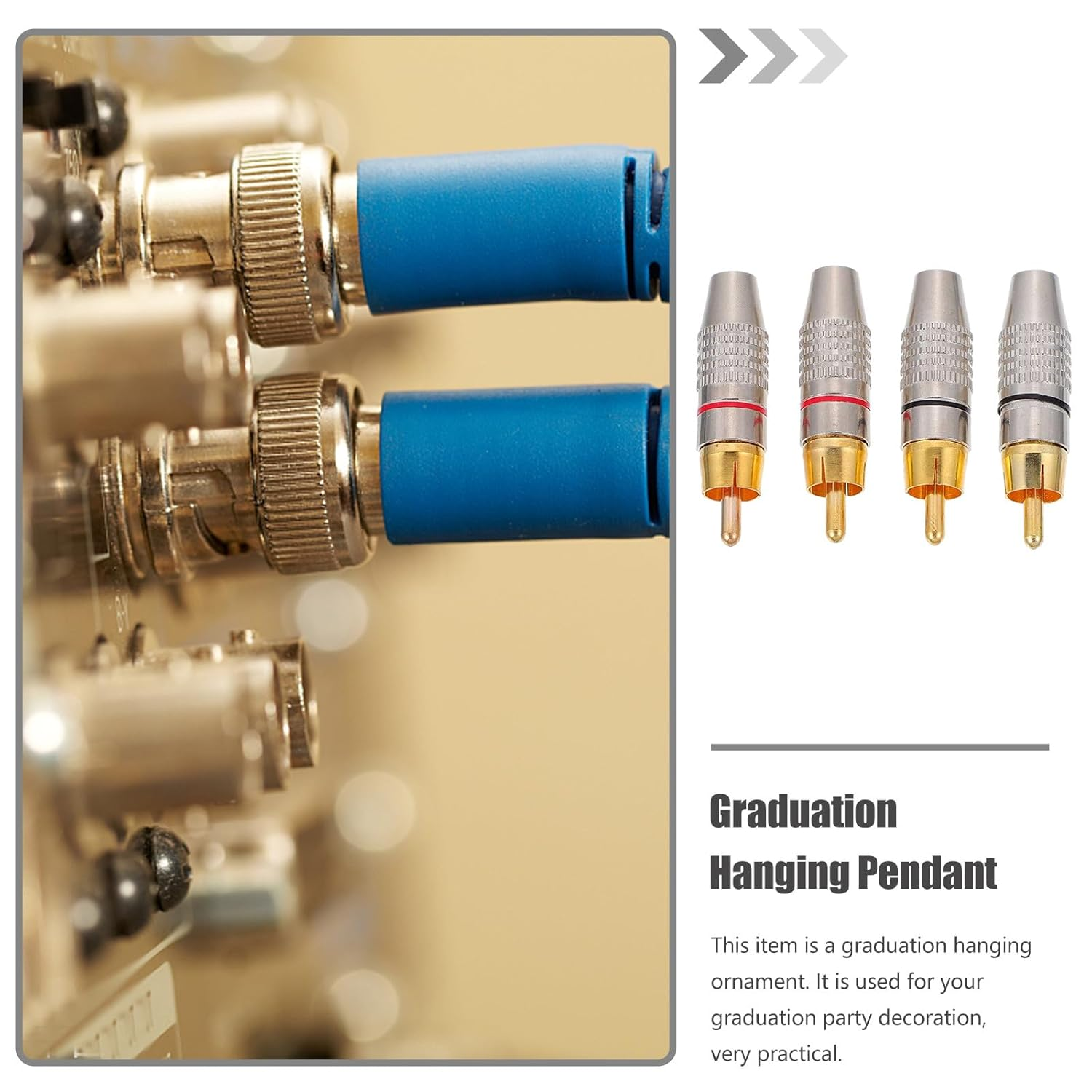 STAHAD 4Pcs Gold-Plated Male Audio Video Plug Connectors Colored Rings, Metal AV Speaker Cable Adapter for Professional Home Audio Systems image number 3