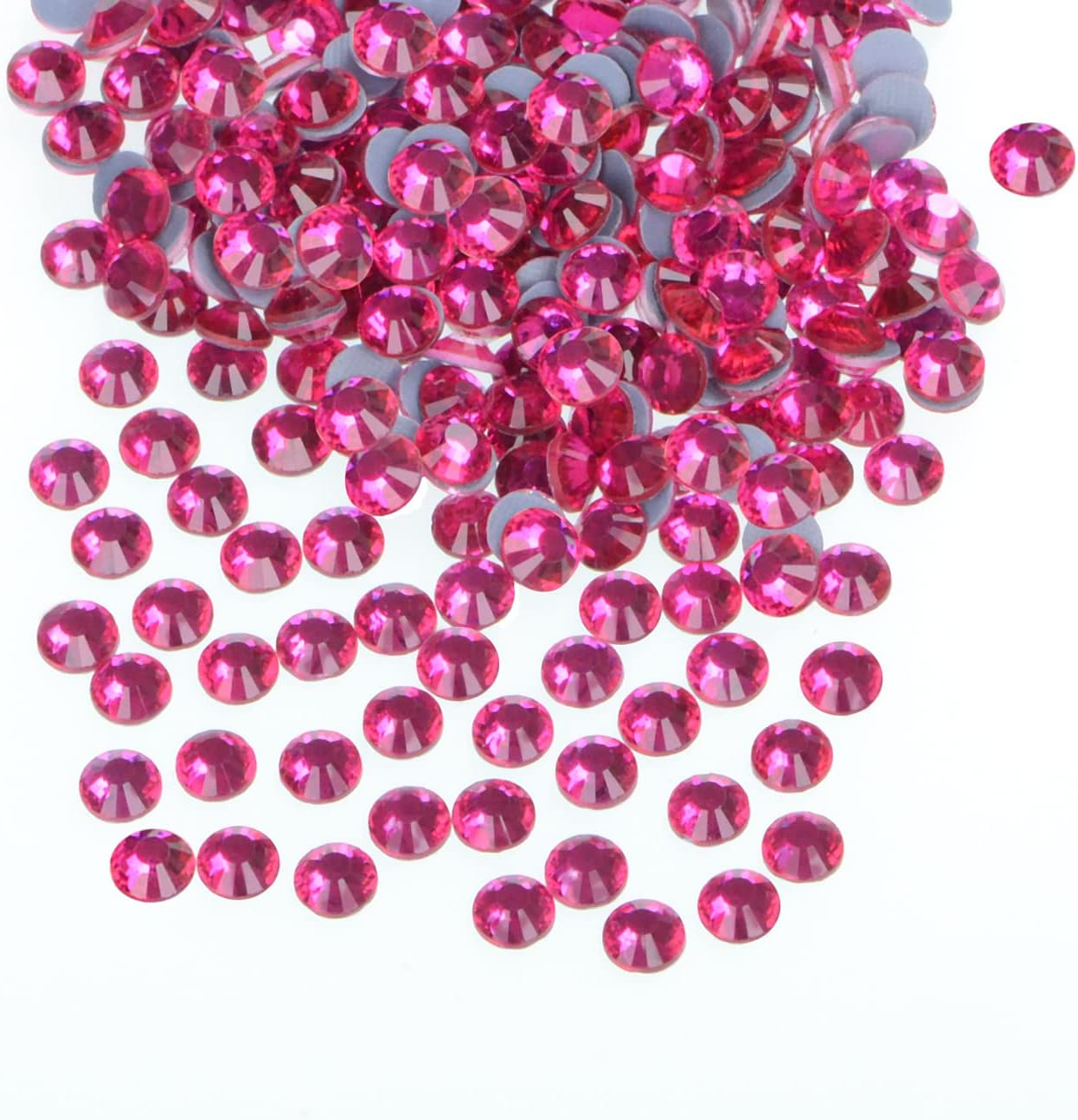 QOGIR 6300Pcs Fuchsia Hotfix Rhinestones for Crafts Clothes DIY with Tweezers and 2 Picking Pens Mixed Size Flatback Rhinestone image number 2
