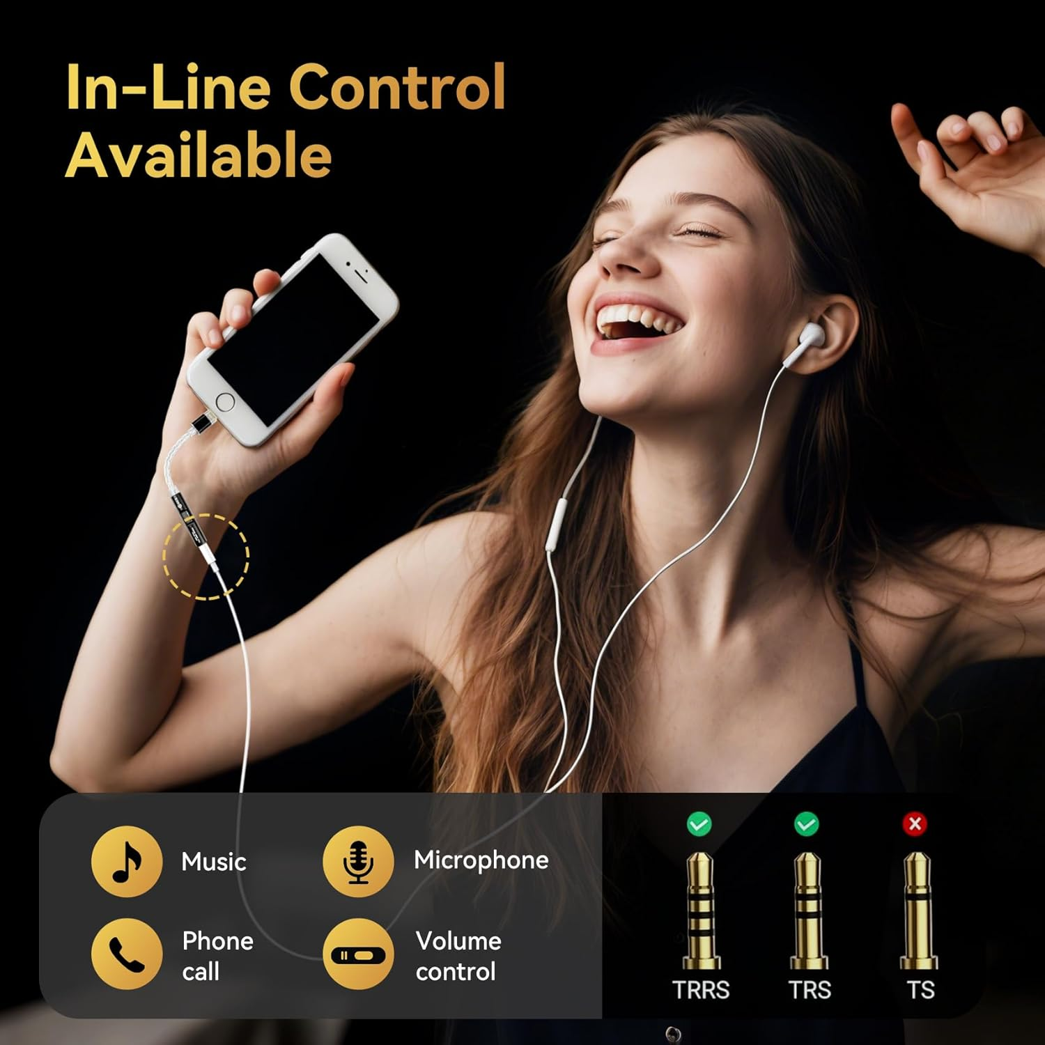 USB C to 3.5Mm Audio Headphone Adapter with CX31993 MAX97220 Dual Chip Dongle Hi-Res DAC, USB-A and Type C/USB-C to Aux Adapter, CCZ CM01 8-Strand Single Crystal Copper Silver-Plated IEM Cable (Black)