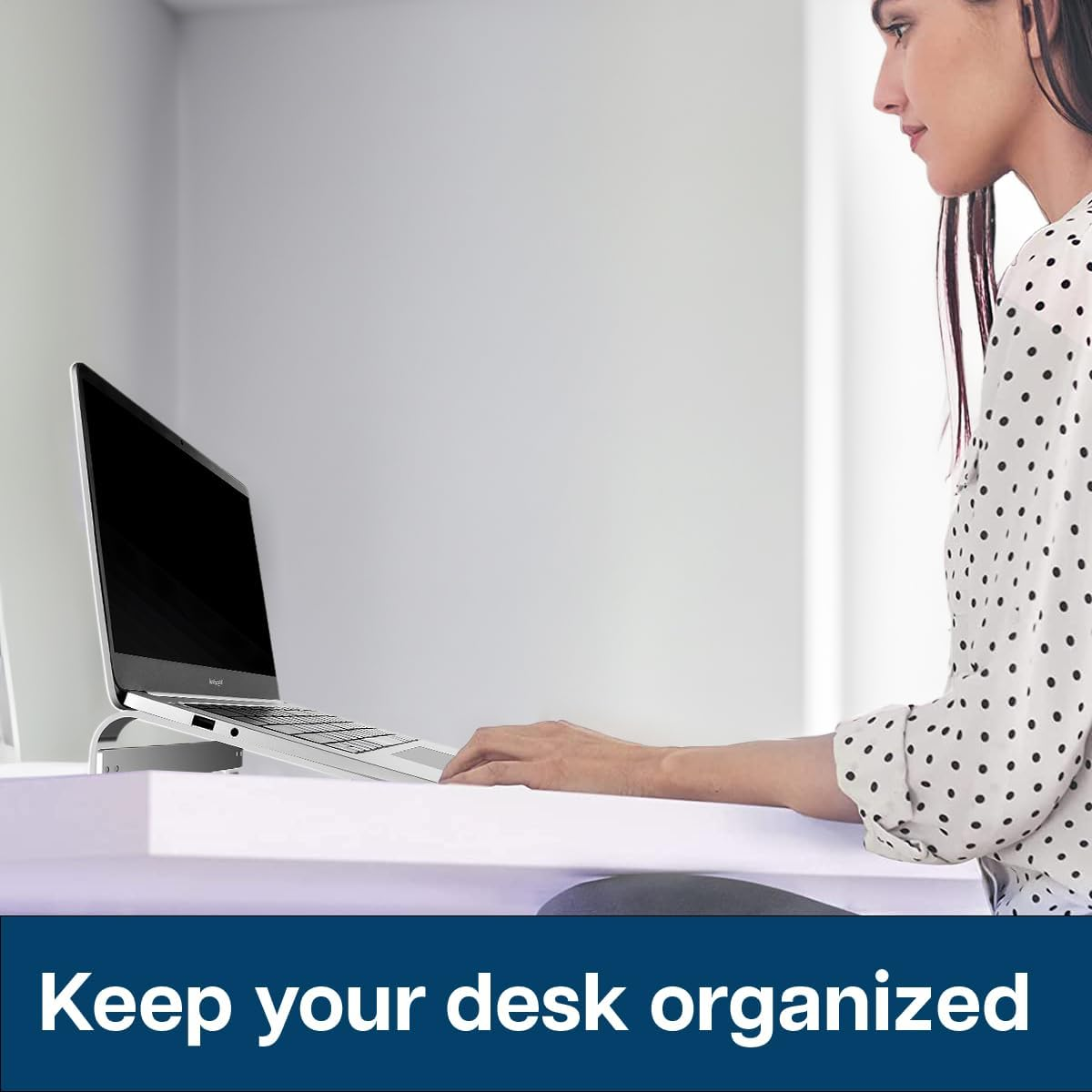 MMOBIEL Laptop Stand - Riser 10 to 18 Inches - Ventilated Laptop Holder Universal - Stand for Desk Compatible with Macbook, Notebook, ASUS and More - Incl. Tools - Aluminum - Black image number 5