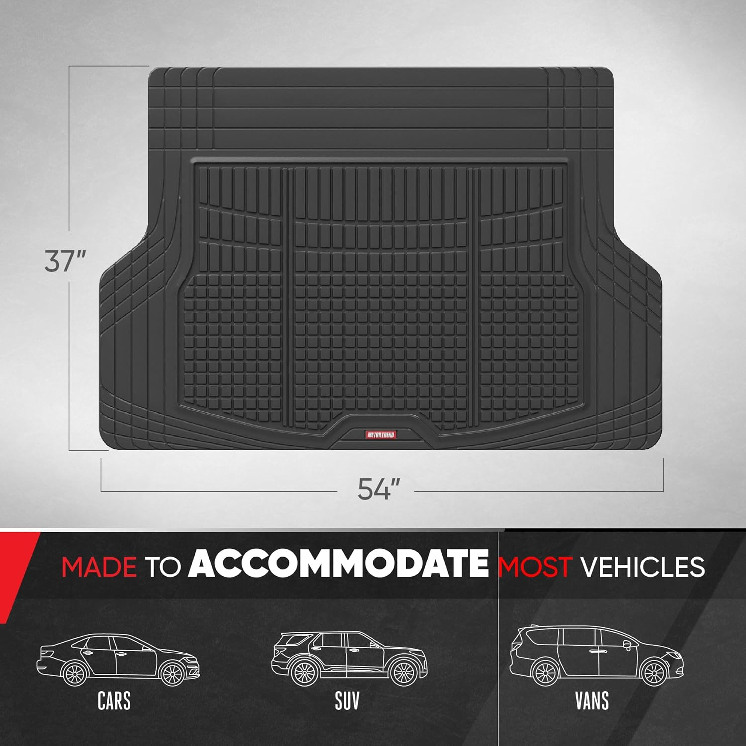 Motor Trend Premium Flextough All-Protection Cargo Mat Liner &ndash; W/Traction Grips & Fresh Design, Heavy Duty Trimmable Trunk Liner for Car Truck SUV, Black (OF-985-BK) - Black image number 3
