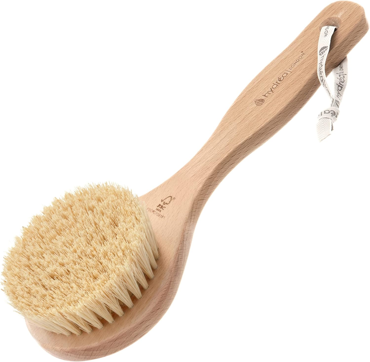 Hydrea London Dry Body Brush &ndash; Premium Exfoliating Dry Skin Brush Cactus Bristle, Vegan Dry Brush Cellulite Remover, Exfoliating Body Scrubber for Lymphatic Drainage, FSC&reg; Certified Beechwood