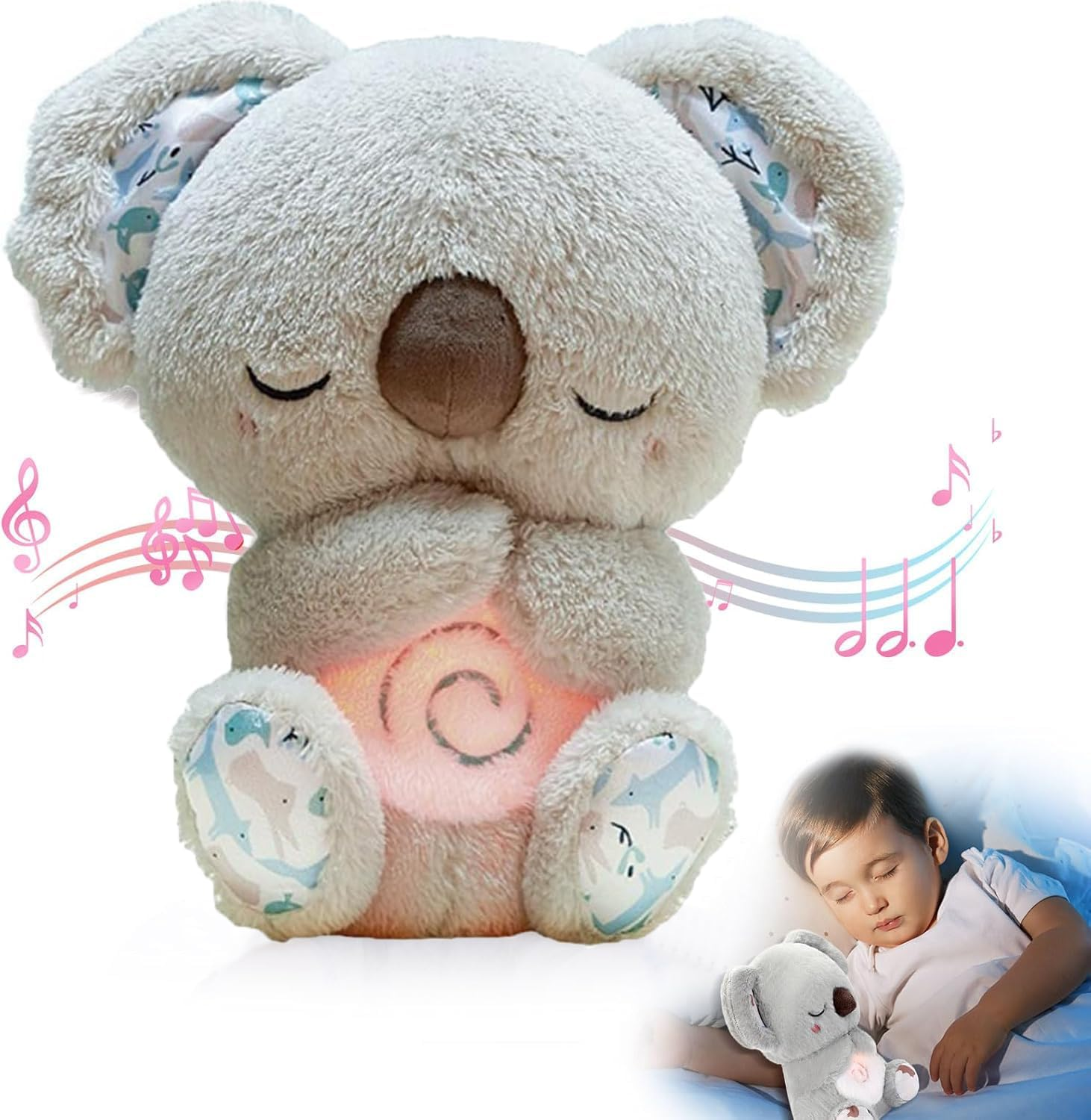 Baby Toy Soothe'N Snuggle Koala Bear Portable Plush Sound Machine with Music Lights & Breathing Motion for Newborns 0+ Months Baby Adult and Relaxation, Anxiety Relief image number 3