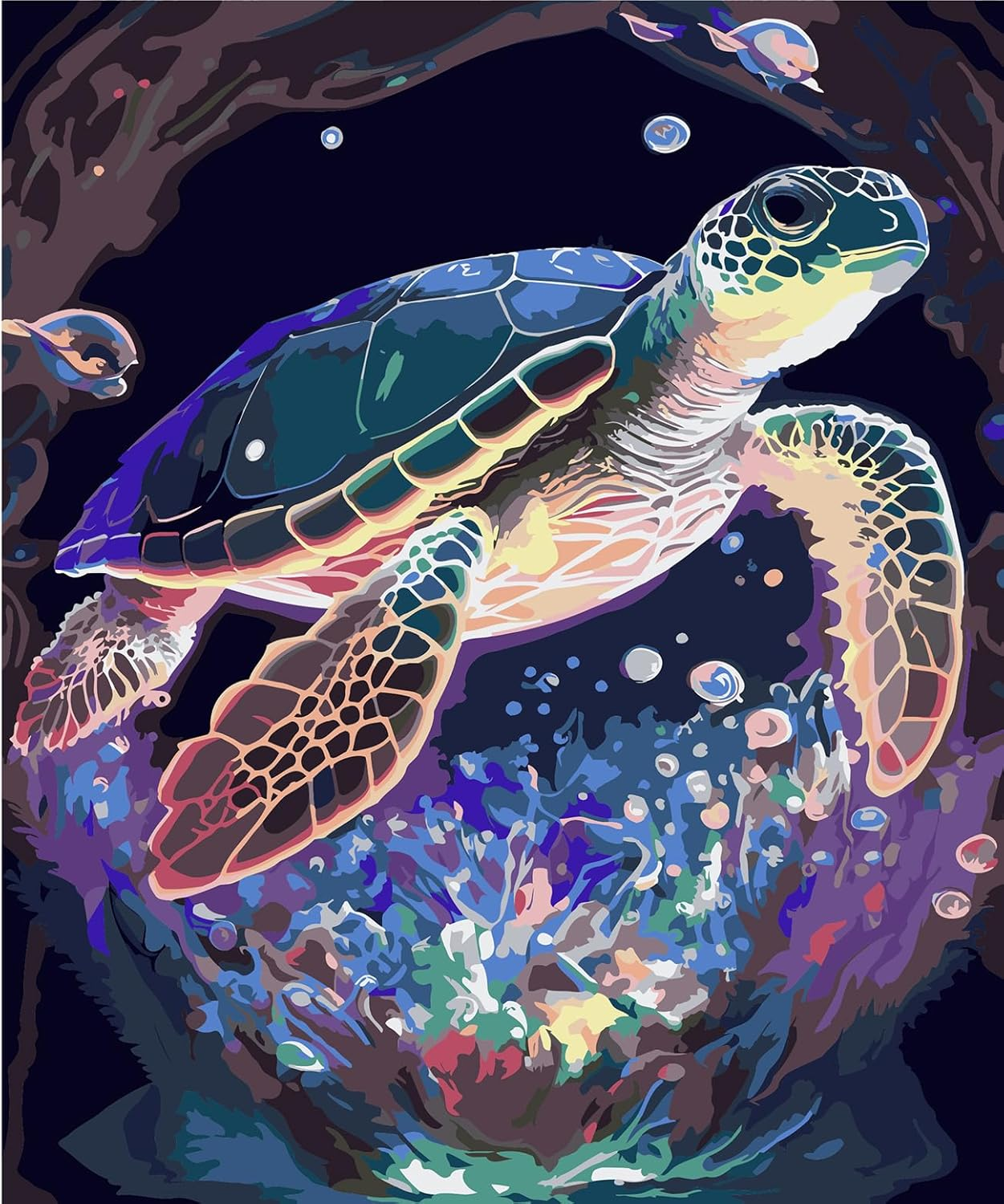 Paint by Numbers Kit for Adults Beginner, Sea Turtle Adult Paint by Number Kits on Canvas, DIY Acrylic Watercolor Oil Paint by Number for Adults for Home Decor Gift 16X20 Inch image number 2