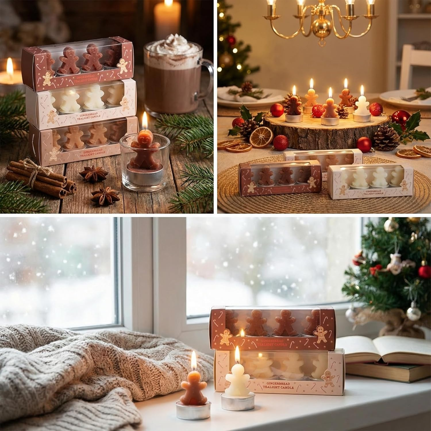 MIJOMA Tea Lights Set Gingerbread &ndash; Set of 12 in Gift Set &ndash; Decorative Candles in Gingerbread Man Shape &ndash; Christmas Decoration, Advent, Table Decoration, Gift Idea image number 2