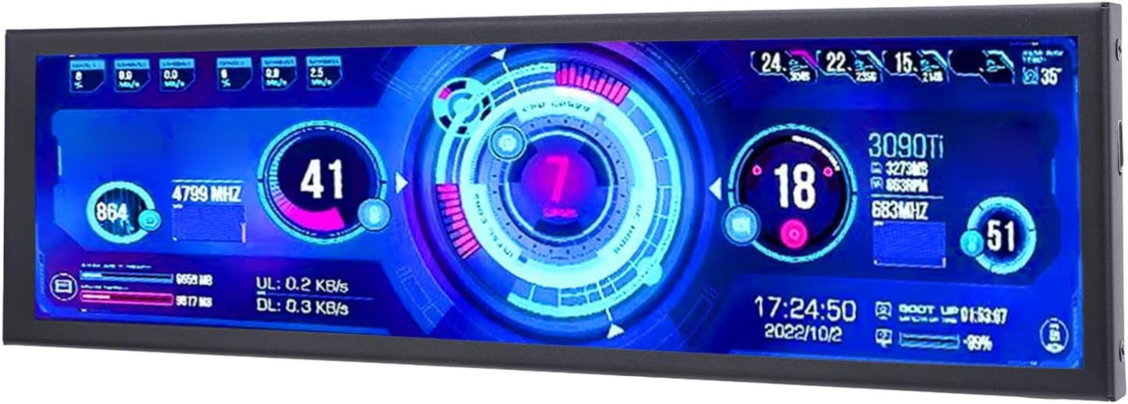 8.8In Computer Temp Monitor, PC Temperature Display Sensor Panel IPS Mini Secondary Screen, CPU RAM HDD Data FPS Monitor, USB C PC Sensor Panel Display for Desktop Chassis image number 4