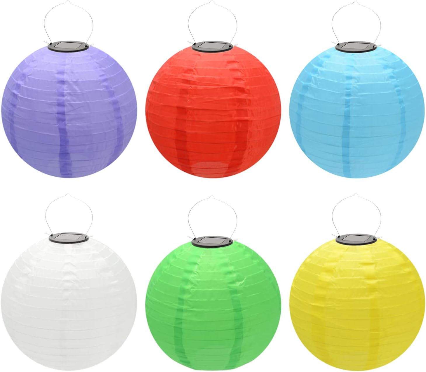 Beaneyun Solar Chinese Lantern Lights 12 in round Solar Lanterns LED Nylon Hanging Light Waterproof Outdoor Decorative Lights for Home Patio Garden Yard Wedding Party Bedroom,6 Pack (White),2021006