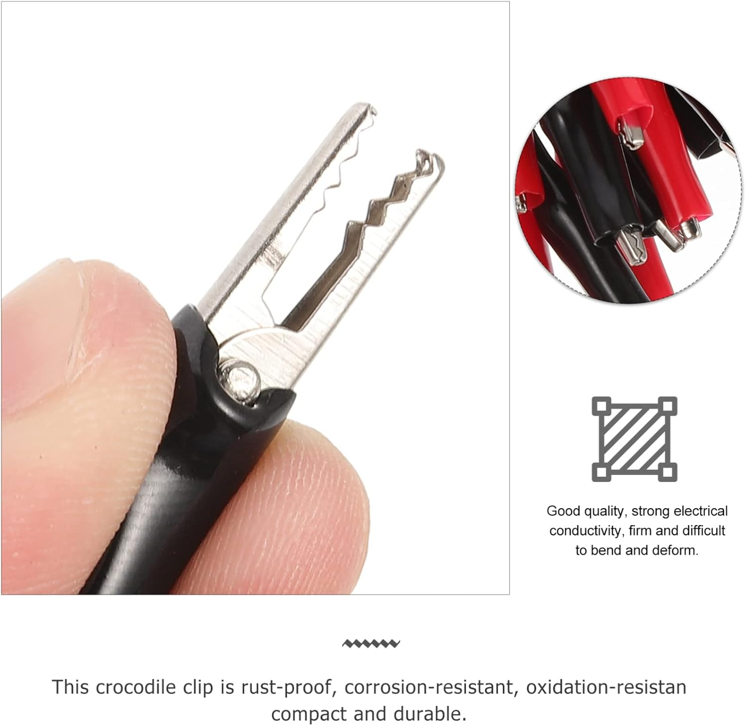 POPETPOP Alligator Clips Crocodile Test Leads: 30Pcs Dual Ended Wire Cable Balck Red with Insulators Clips Test Flexible Copper Cable for Electrical Testing 15. 72 Inches image number 6