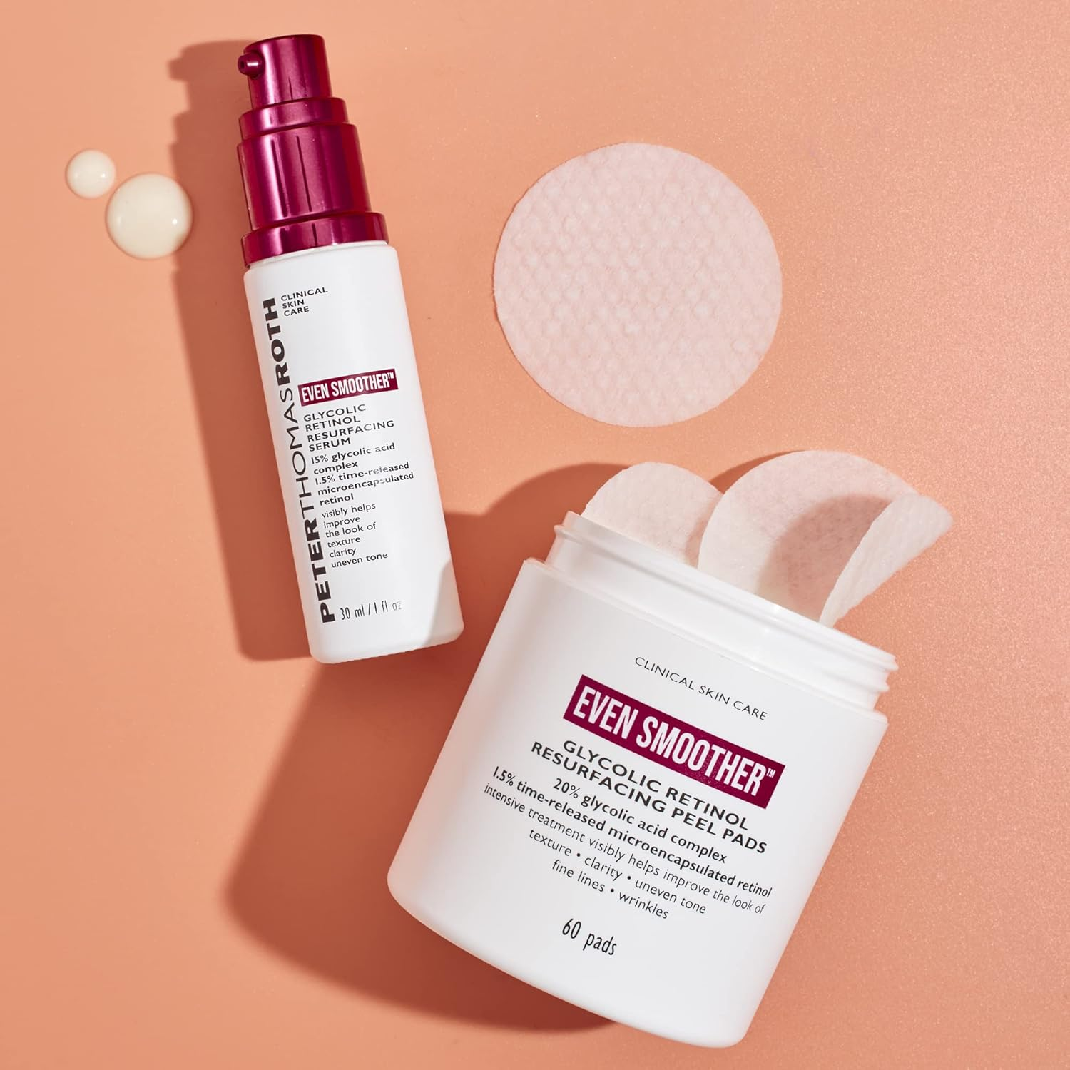 Peter Thomas Roth | Even Smoother Glycolic Retinol Resurfacing Peel Pads | Glycolic Acid Facial Peel with Retinol for Uneven Texture and Tone, 60 Ct. image number 2