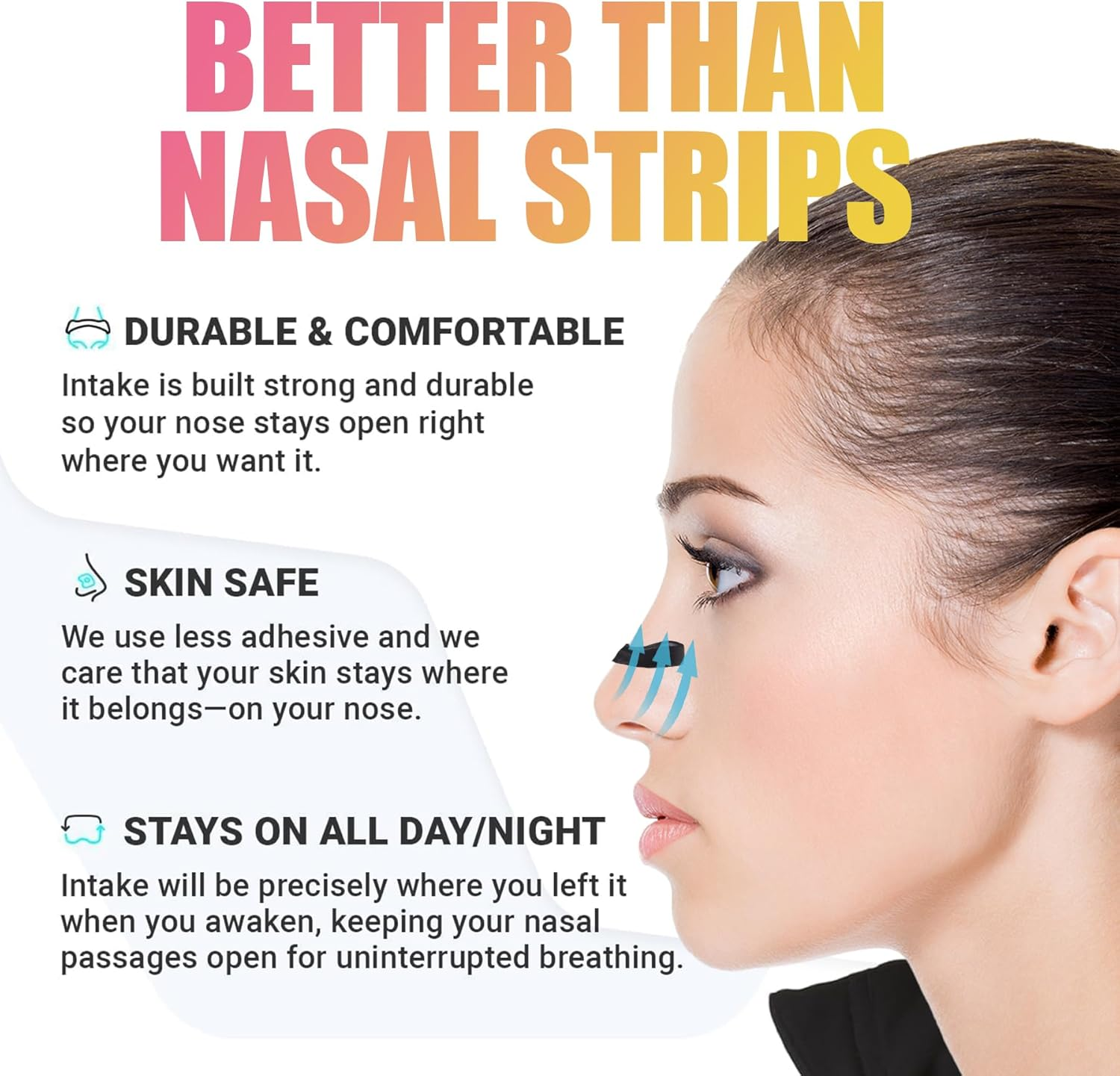 30 Pcs Intake Breathing Nasal Strip, IGGDOQI Anti-Snoring Sleep Nose Strips, Intake Breathing Nose Magnets, Boost Oxygen Intake, Reduce Snoring, Improve Sleep Quality, for Men & Women (White) image number 1