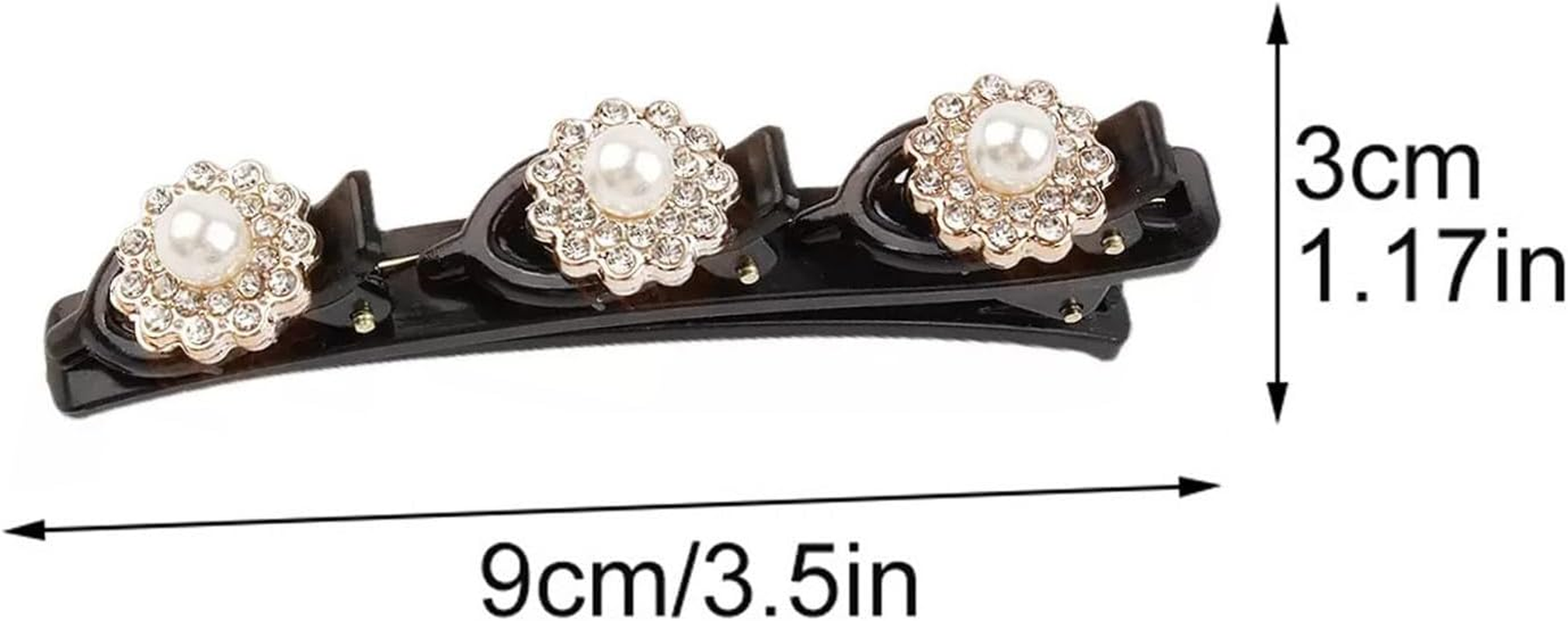 Braided Hair Clips with Sparkling Crystal Stone and 3 Small Clips Beaded Hairpin Duck Bill Clip Braided Hair Clip with Rhinestones for Women as a Gift (Style: G) image number 2