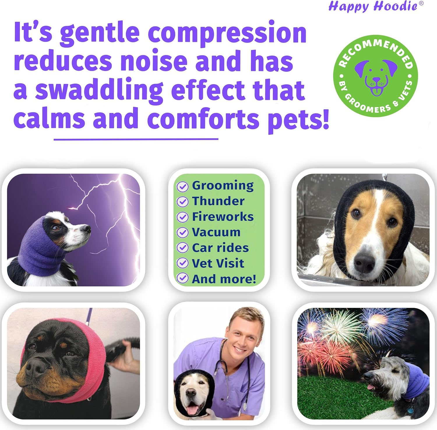 The Original Happy Hoodie for Dogs & Cats - since 2008 - the Grooming and Force Drying Miracle Tool for Anxiety Relief & Calming Dogs (Small, Pink) image number 3