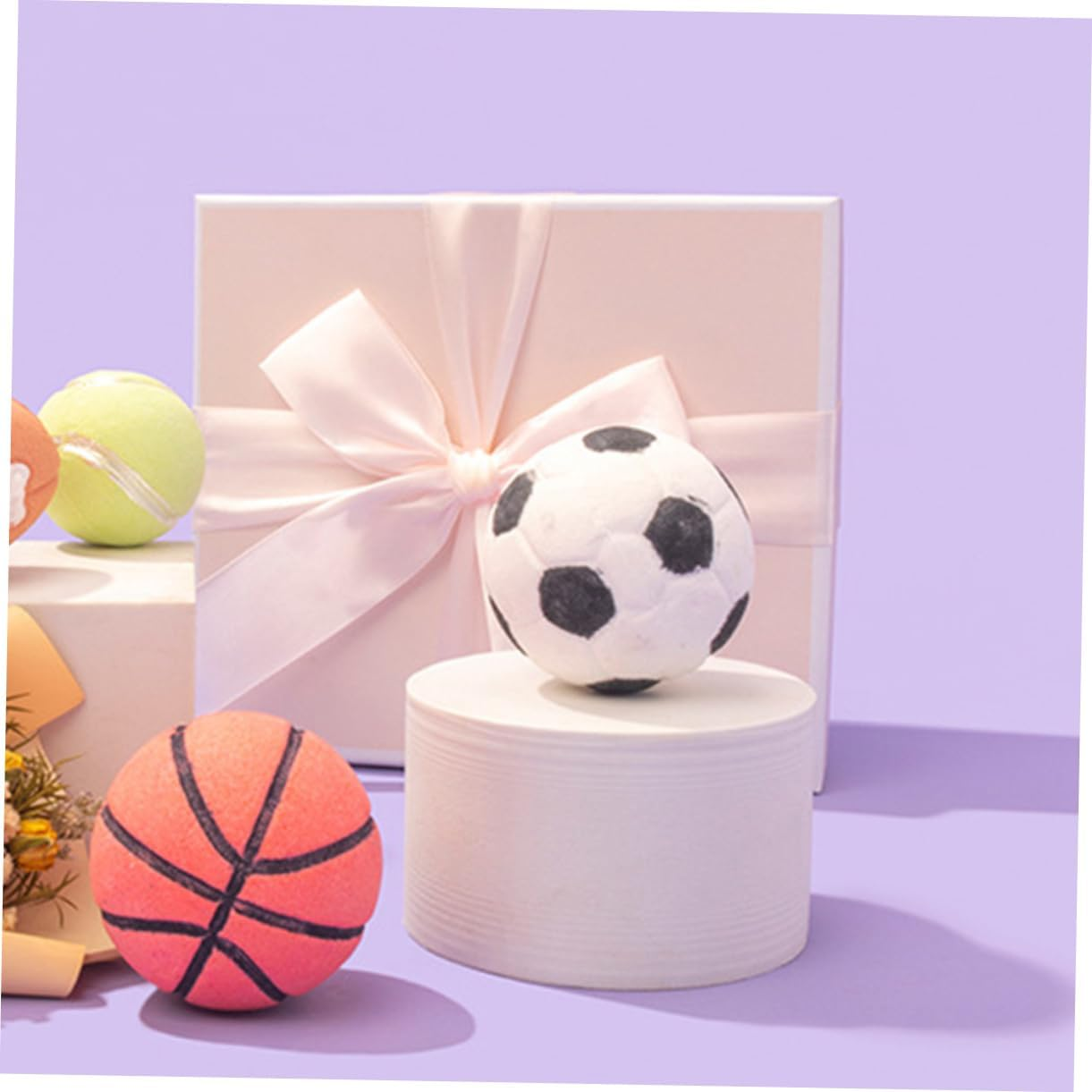 SEWOART 2Pcs Cute Bath Salt Bombs Essential Oil Football Shape Bathing Bomb Natural Shower Salt image number 5