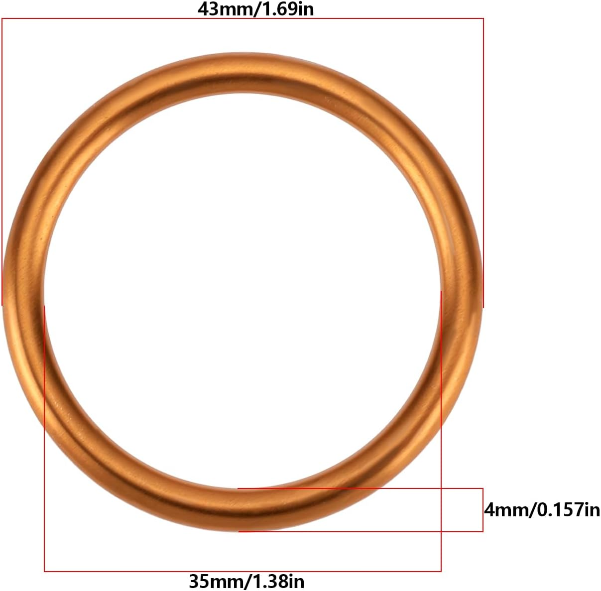 Briny River 4Pcs Motorcycle Exhaust Gaskets Compatible with MZ TS ES ETS ETZ 150 125 1962-1978 Copper Muffler Gasket 43X35Mm image number 6