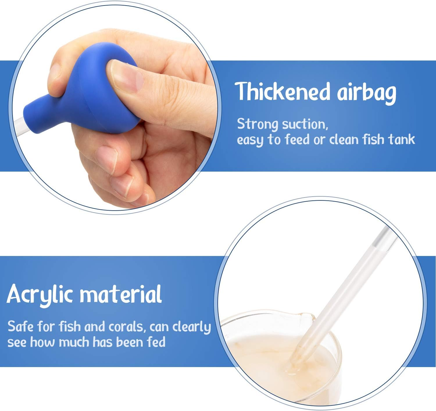 BOAO 2 Sets Long Pipette for Fish Tank Coral Food Feeder Long Syringe Aquarium Coral Feeding Tube for Marine Fish Reef Aquatic Plant Spider Snake Lizard(Blue) image number 3