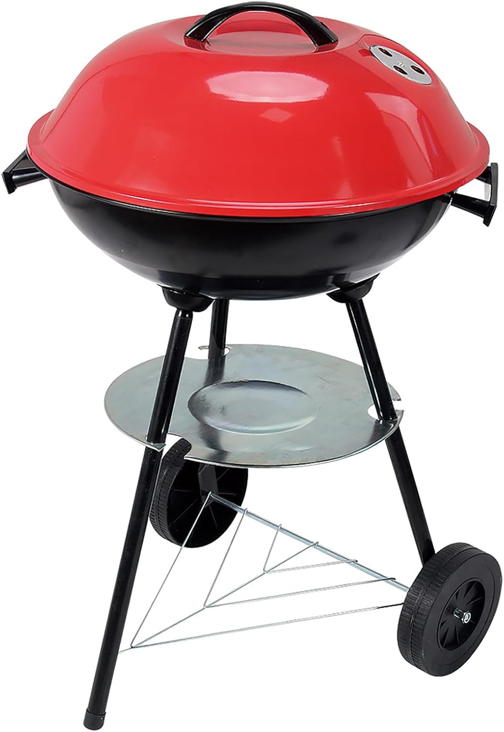 Charcoal Grill with Wheels and Storage Holder, Stainless Steel Portable BBQ Grill for Camping, Picnic, Barbecue, Party, Outdoor Activities,Red (BBQ Grill) image number 2