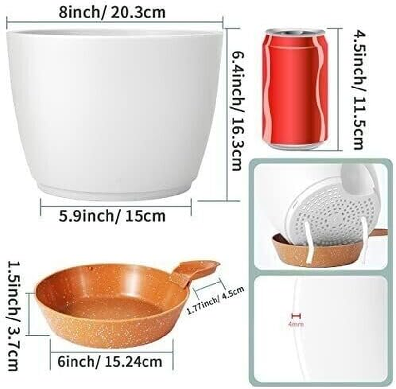 2 Pcs Self Watering Planter Garden Indoor Outdoor Plants Flower Pot 8 Inch White image number 2