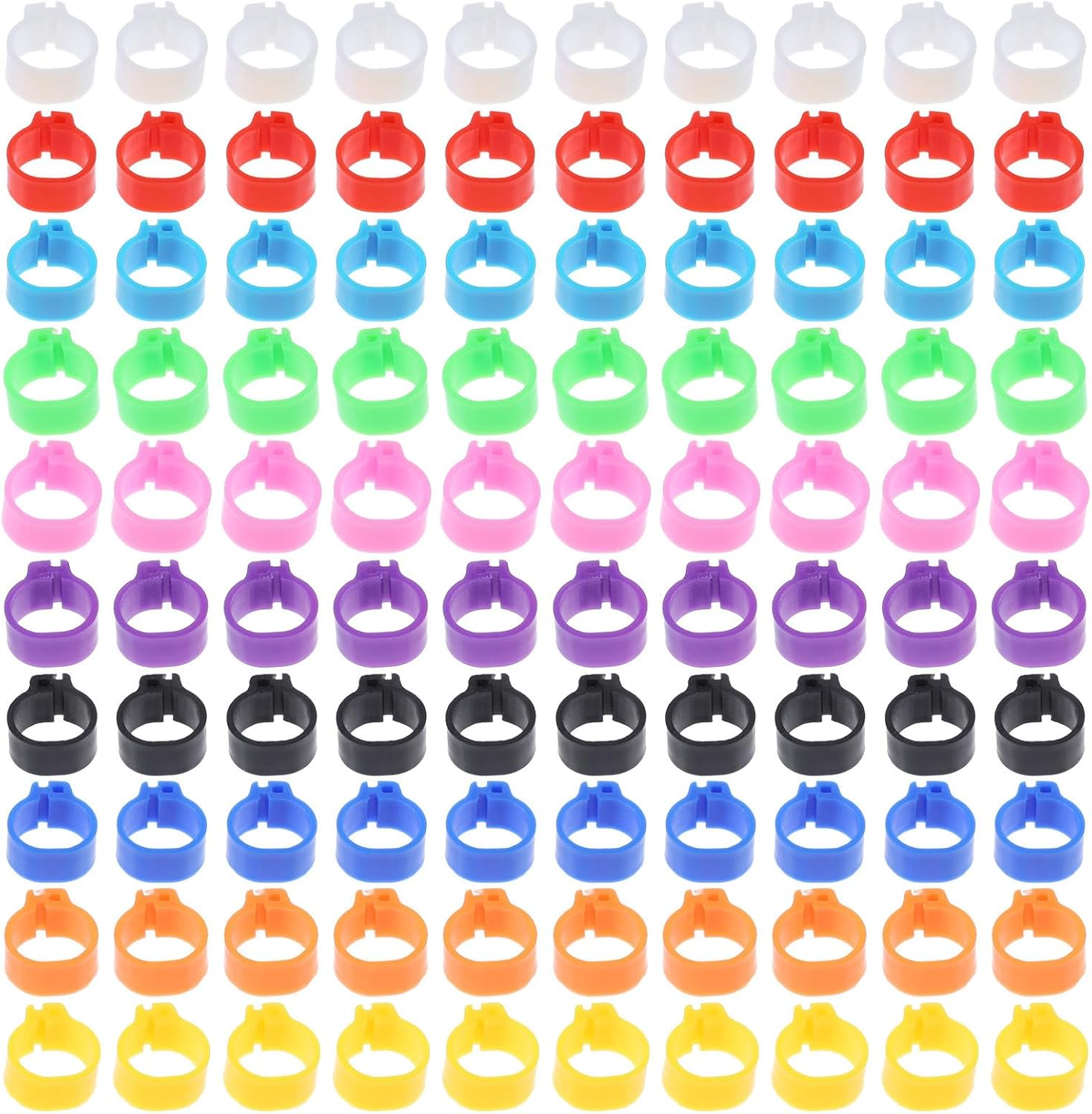 Kisangel Pigeon Foot Rings Bird Leg Bands 100Pcs Plastic Identification Rings for Pigeons Parakeets Cockatiels and Small Birds Bird Supplies