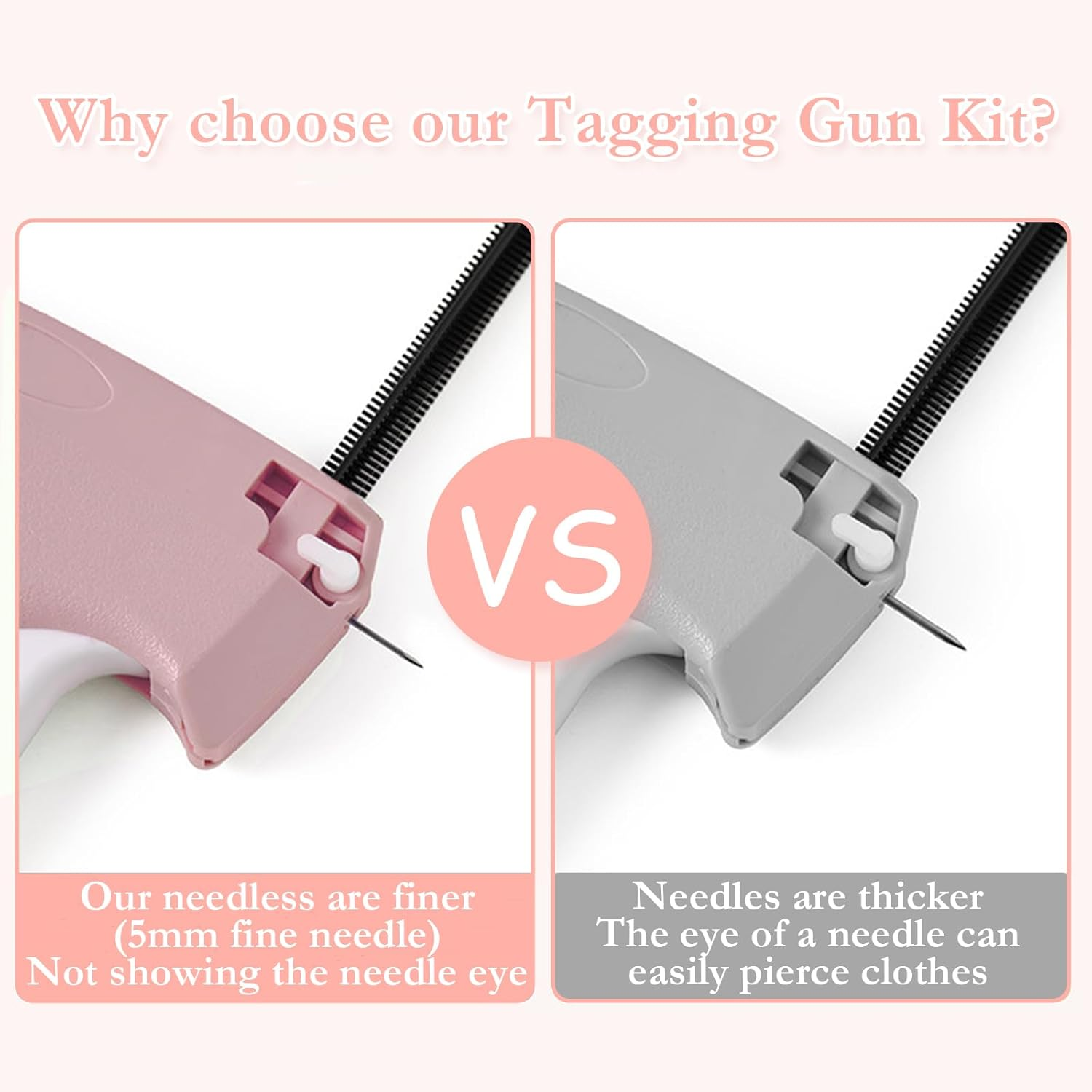 Tagging Gun Kit, Handheld Stitch Fine Stitch Tool Gun Quick Clothing Fixer, Mini Stitch Mending Quilting Gun for Clothes, Includes 5 Replacement Needle, 1500 White & 1500 Black Micro Fasteners (Pink) image number 6