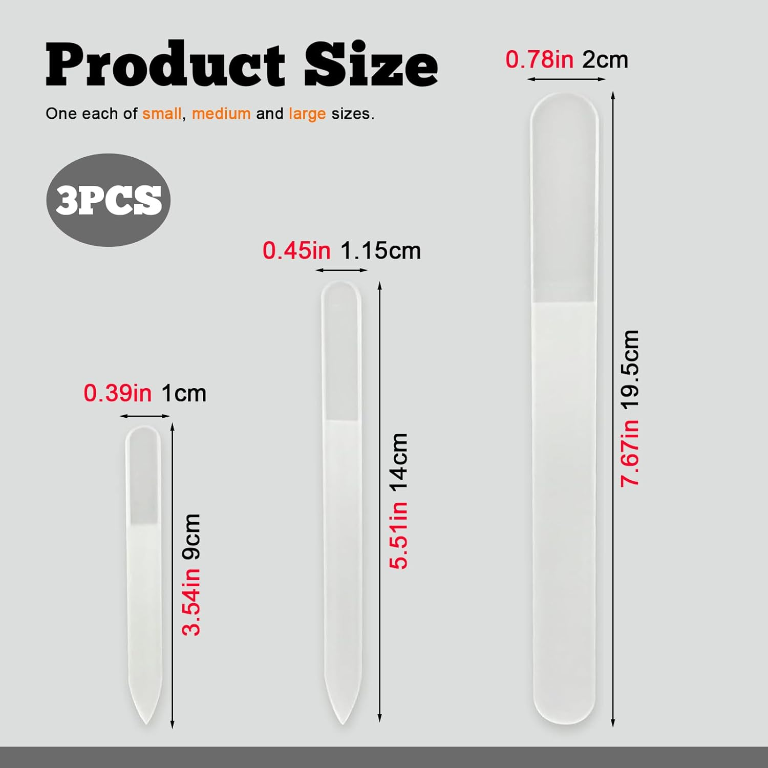 Xlihdzum 3 Pack Crystal Glass Nail Files - Professional Tempered Czech Quality Tempered Glass Nail Files, Washable Double Sided Etched Crystal Nail File for Natural Nails (3-Piece Gift Set) image number 5