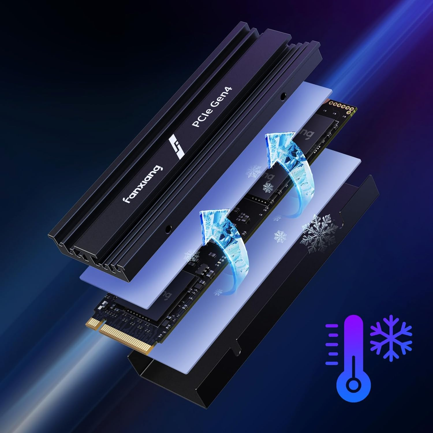 Fanxiang 1TB SSD W/Heatsink M.2 SSD Nvme Pcie Gen4 Gaming SSD M.2 2280, up to 7100Mb/S Compatible with PS5, Internal Solid State Drive for Gamers, Professionals, Creators image number 3