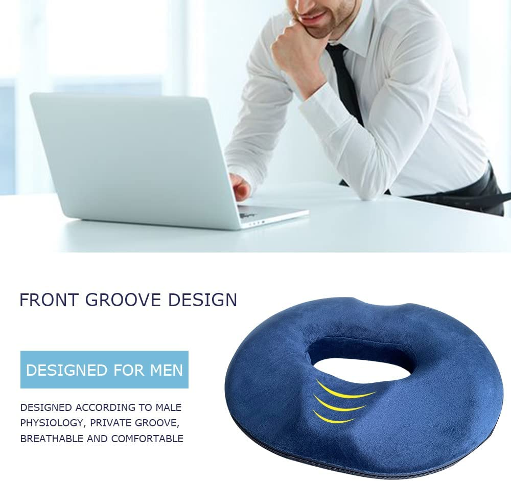 Upgrade Donut Pillow Seat Cushion Pearl Velour Memory Foam Donut Cushion for Tailbone Pain,Coccyx,Back,Hemorrhoids,Pressure Sores Relief, for Home, Office Chair, Wheelchair,Car Seat Cushion image number 3