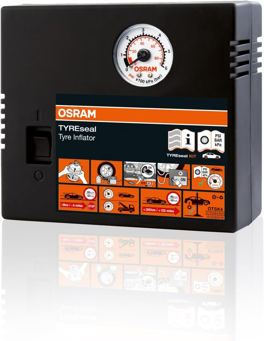 OSRAM Tyreseal Kit, Tyre Sealant 450 Ml and Analogue Tyre Compressor, Tyre Repair Kit, Repair in 10 Minutes image number 5
