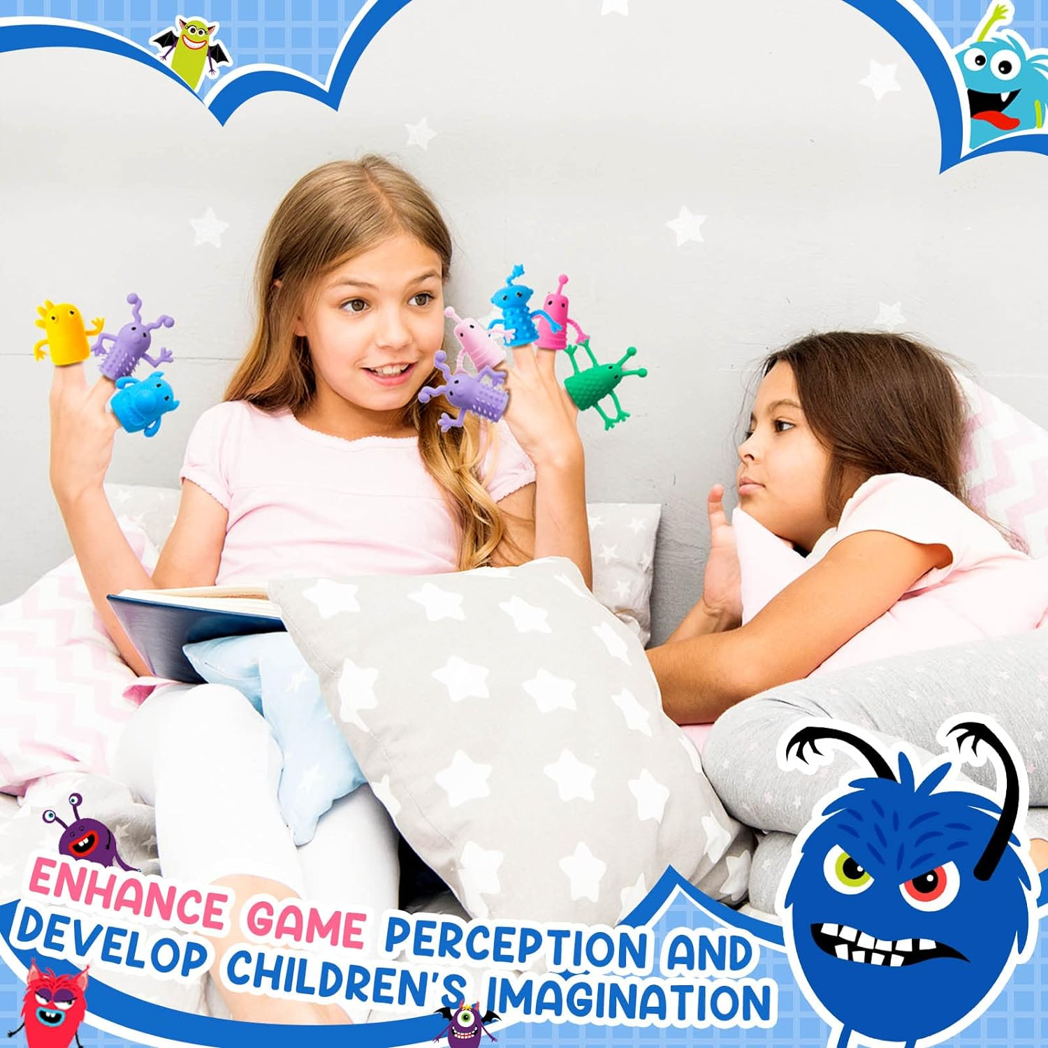 40 Pcs Cute Finger Puppets Toys Finger Toys of Monster Pattern Soft Rubber Finger Puppet Mini Stretchy Fidget Toy Finger Doll Toys Tiny Prank Set for Role Playing Birthday Party Favor, 9 Random Styles image number 2