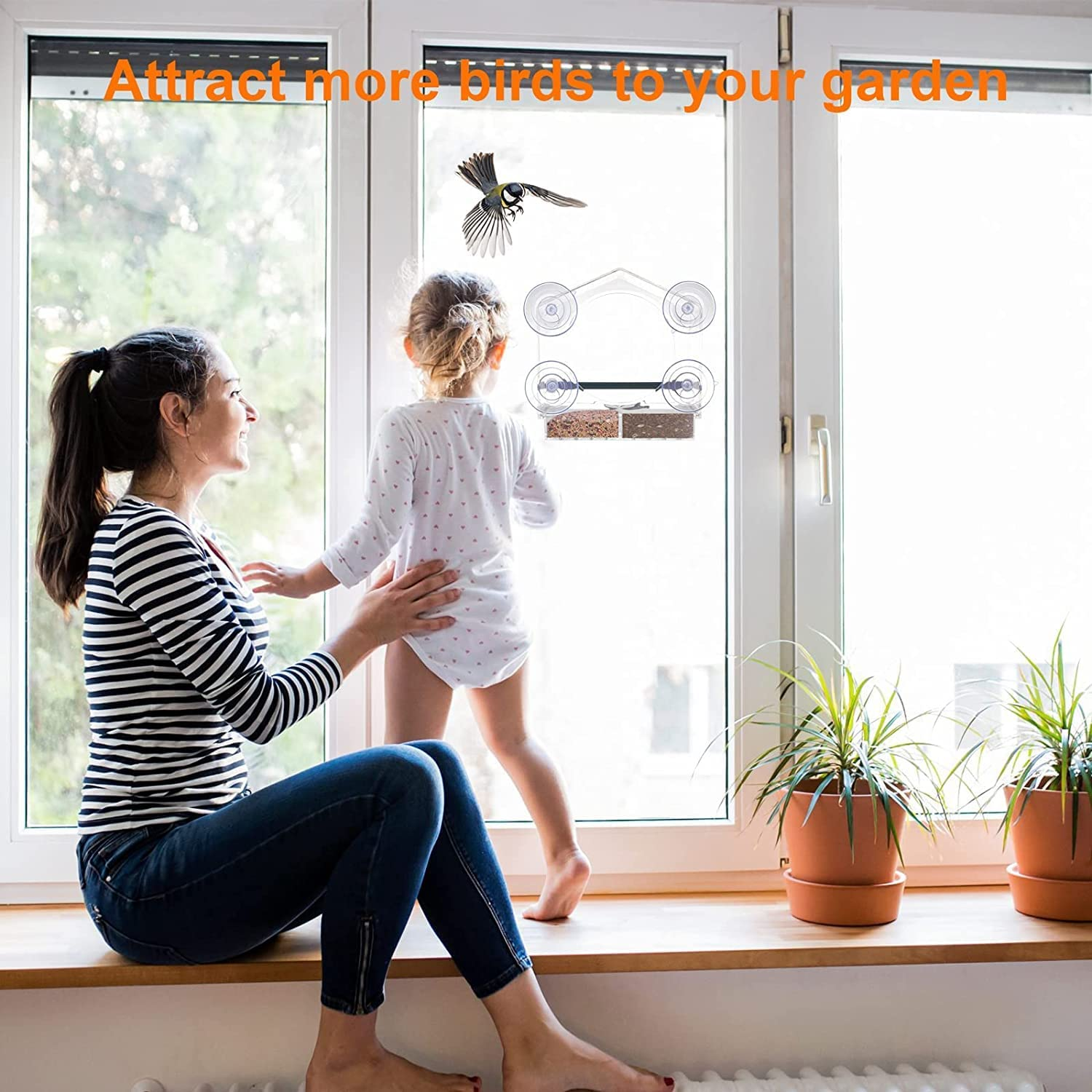 Window Bird Feeder, Bird Feeders for outside Hanging, Window Feeders for Birds with Strong Suction Cups, Bird House Shape D&eacute;cor, Fits for Finches,Cardinals,Chickadees Etc. image number 4