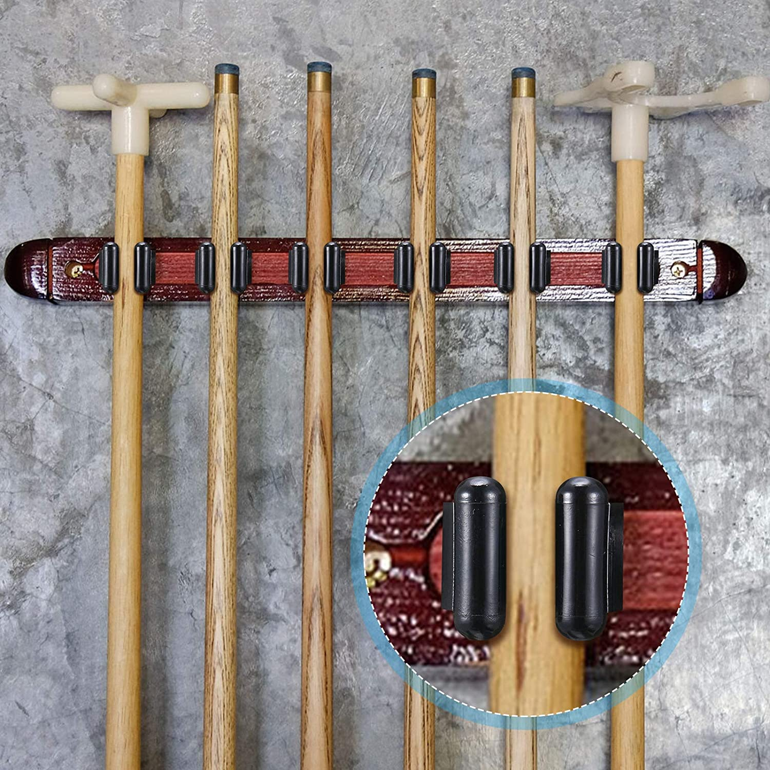 Skylety 40 Pieces Fishing Rod Clips Billiards Cue Clip Pole Rod Holder for Fishing Billiards Snooker Pool Cue Locating Supplies, Black image number 1