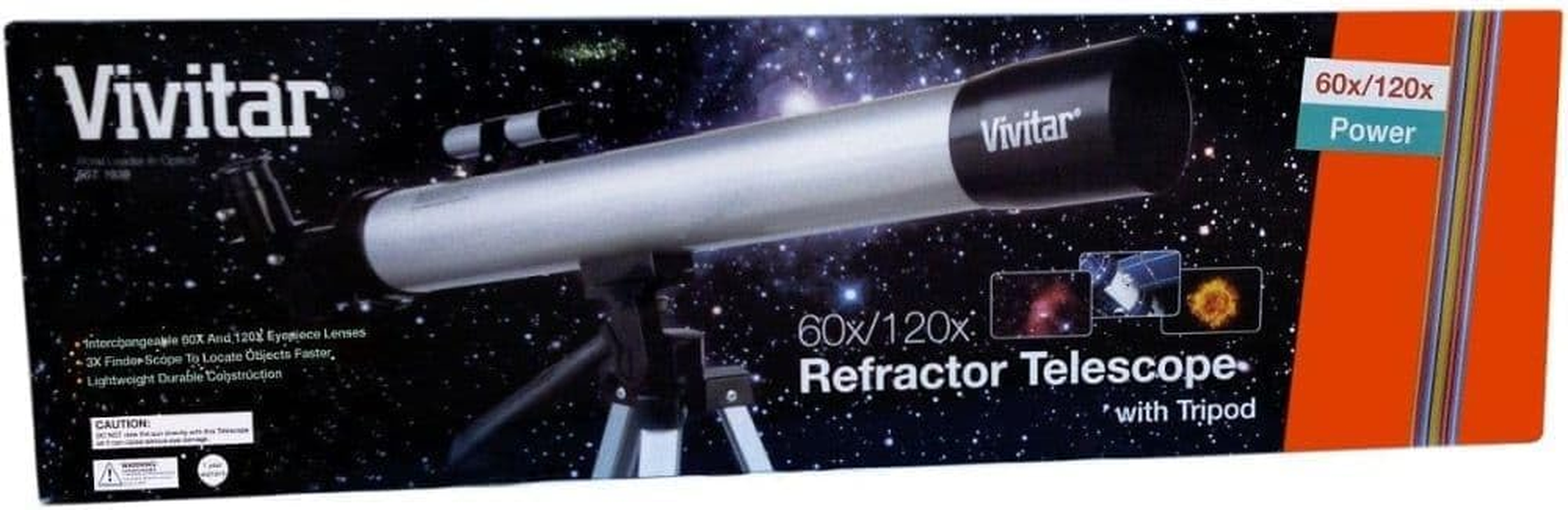 Vivitar TEL50600 60X/120X Telescope Refractor with Tripod (Black)