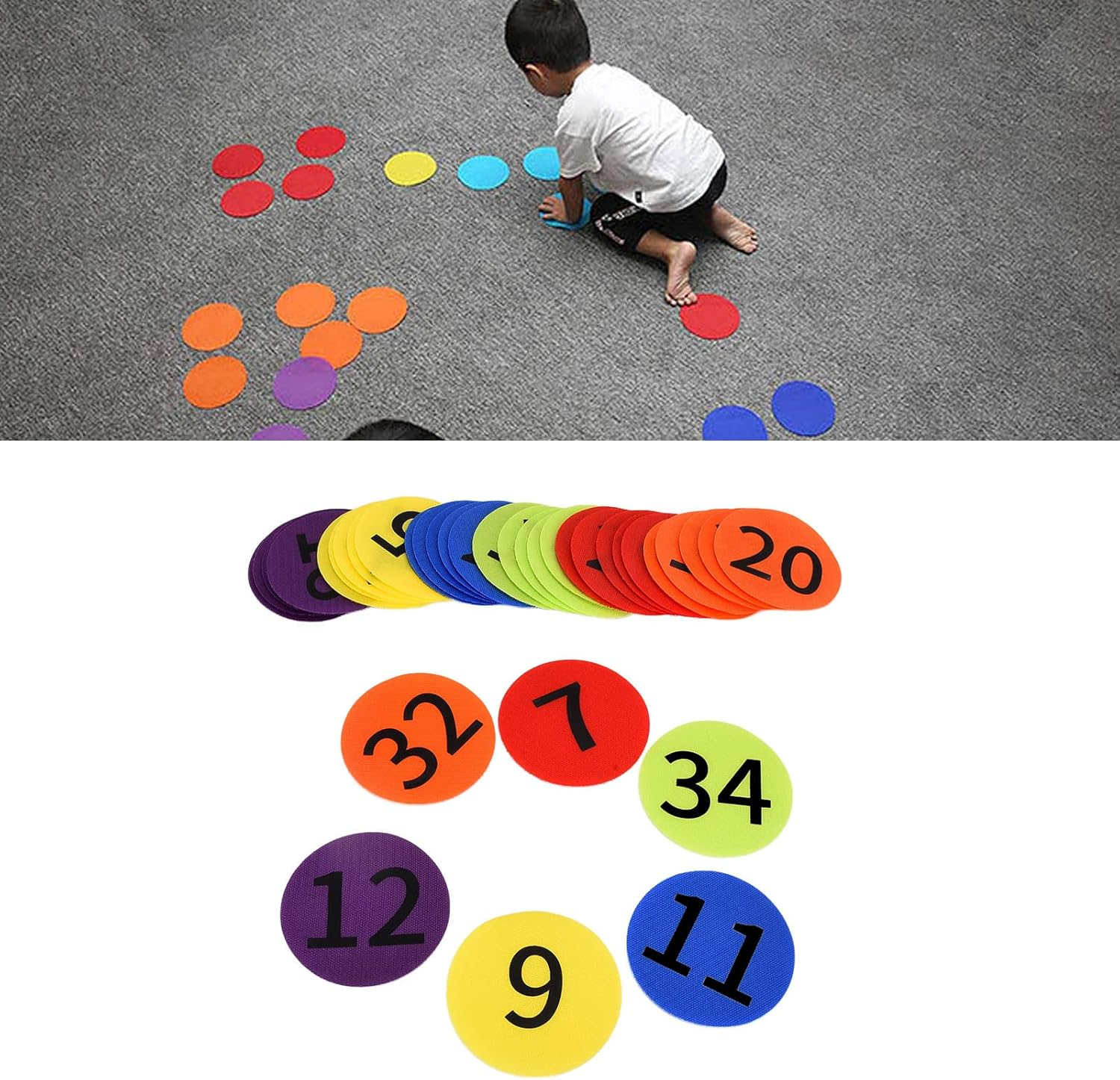 Joyzan Carpet Spots Markers, Carpets Spot Sit Marker 3.9" Classroom Sitting Mats Spot with Numbers 1 to 36 Floor Rug Circles Markers Dots Multicolored for Preschool Kindergarten Elementary Te 36 Pcs
