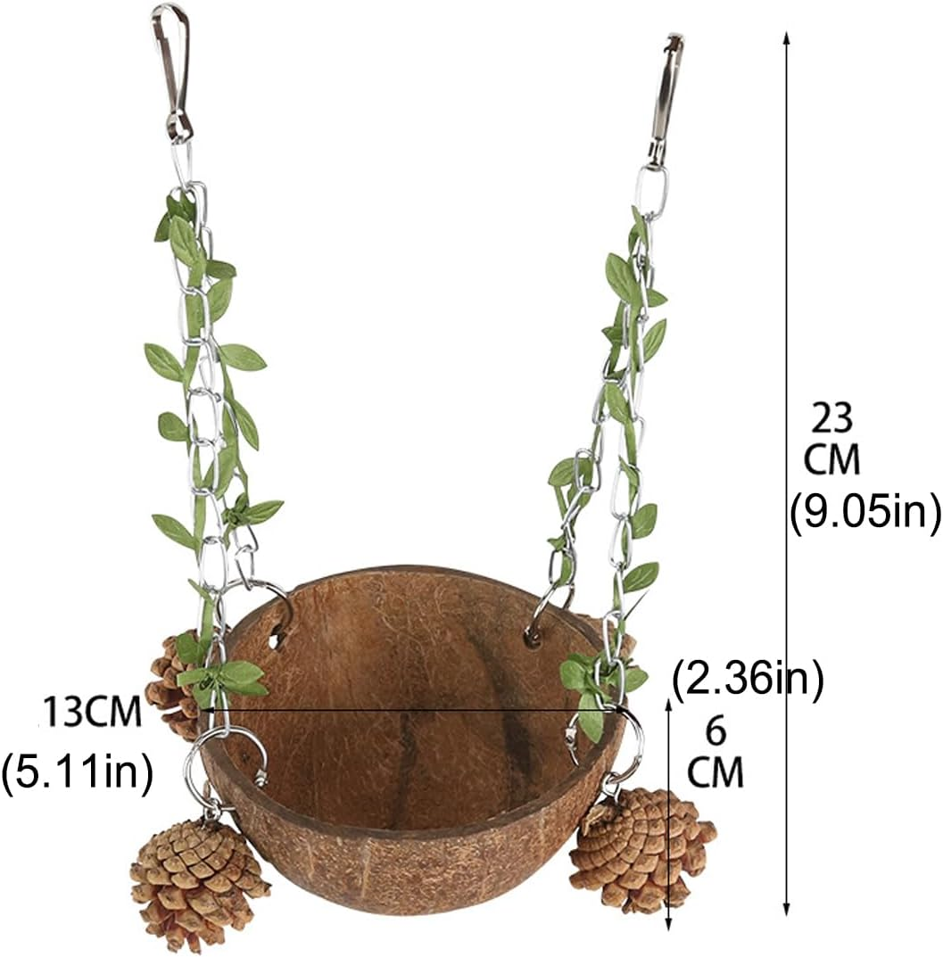 AIMALL Coconut Bird'S Nest Parrot Breeding Box &ndash; Bird&rsquo;S Nest for Parrot Toy, Swing Rings, Suspension Bridge, Hammock, Xuanfeng Budskin, Parrot Toy, Natural Materials image number 6