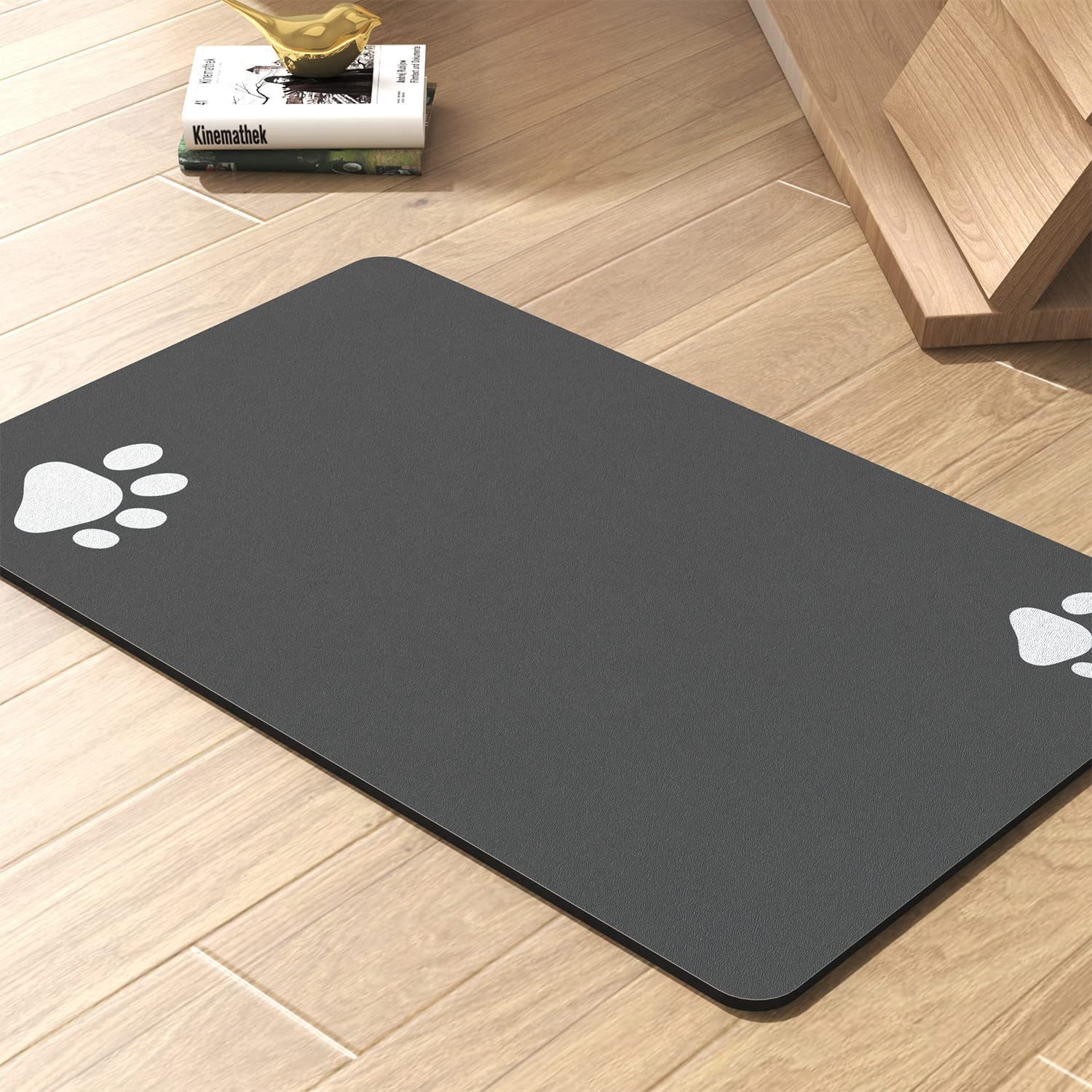 Pet Feeding Mat Dog Mat for Food and Water Dog Food Mat Cat Food Mat Pet Supplies (Dark Grey, 12"X19") image number 3