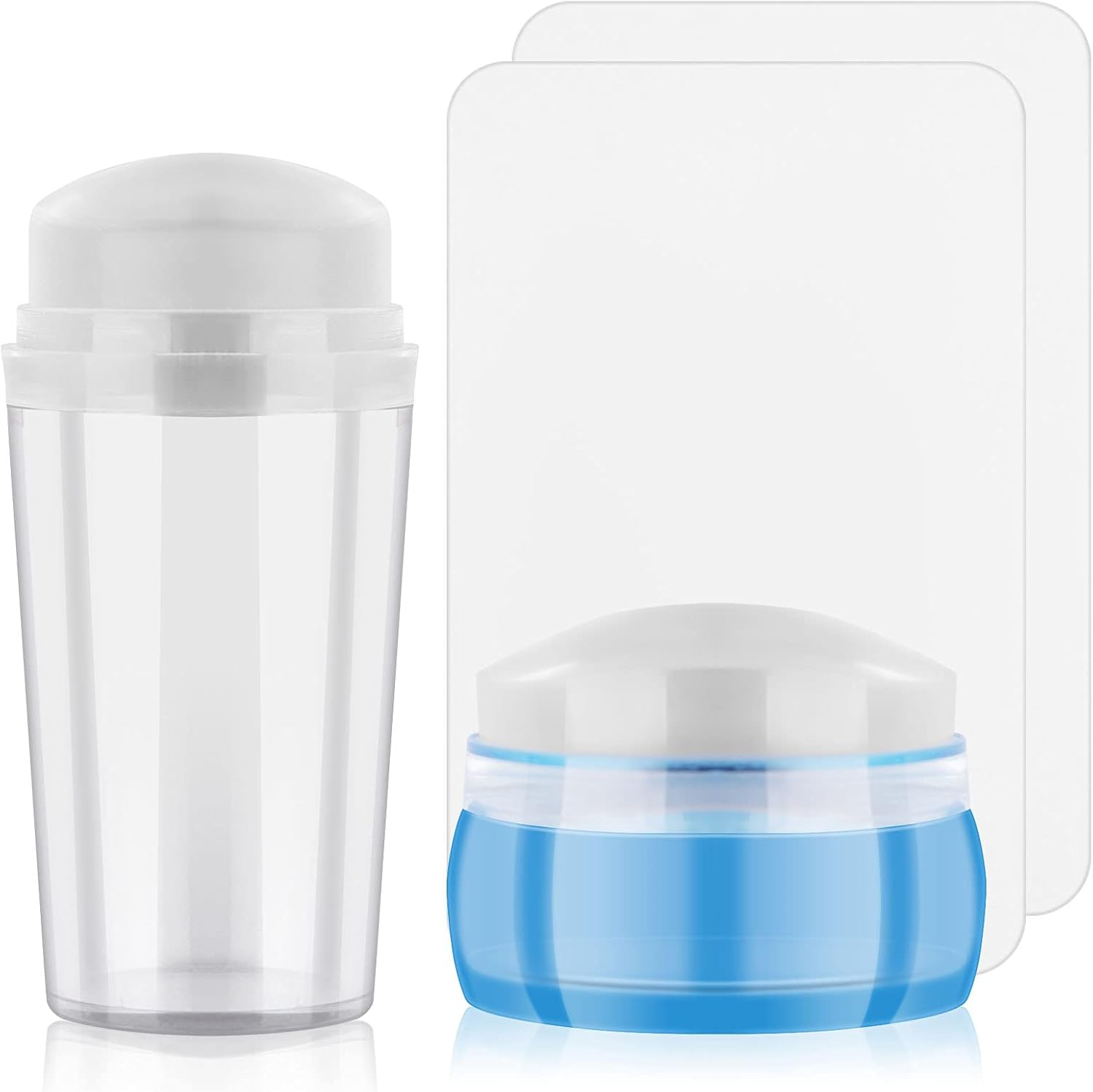 2 PCS Nail Art Stamper Kit, EBANKU Blue Clear Silicone Nail Art Stamping Transparent Soft Nail Art Jelly Stamper for Manicure Tools (2 Styles) image number 3