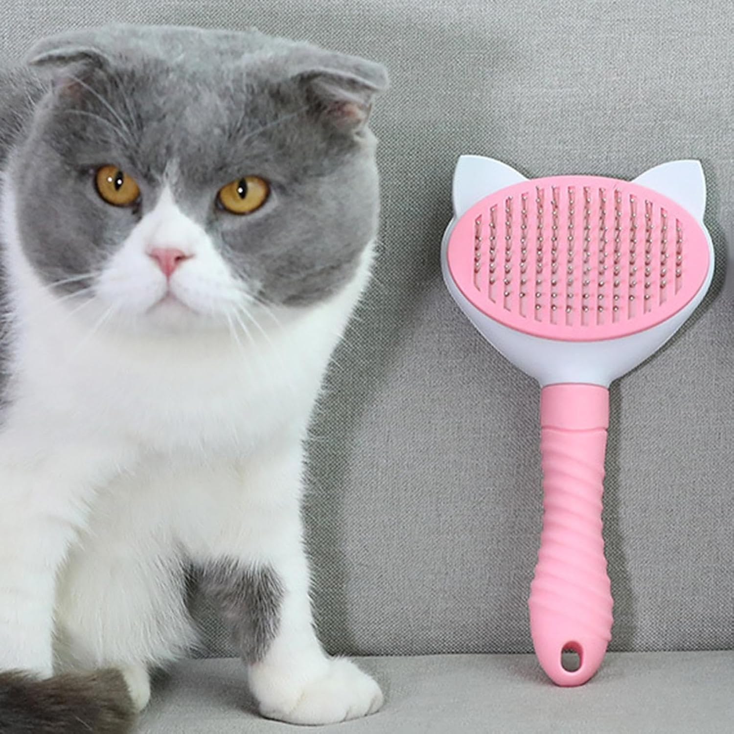 Zibeem Cat Grooming Brush,Cats Grooming Dematting Comb Pet Massage Self-Cleaning Slicker Brushes - Pet Grooming Brush for Cats and Dogs, Cat Brushes for Shedding Remove Undercoat image number 2