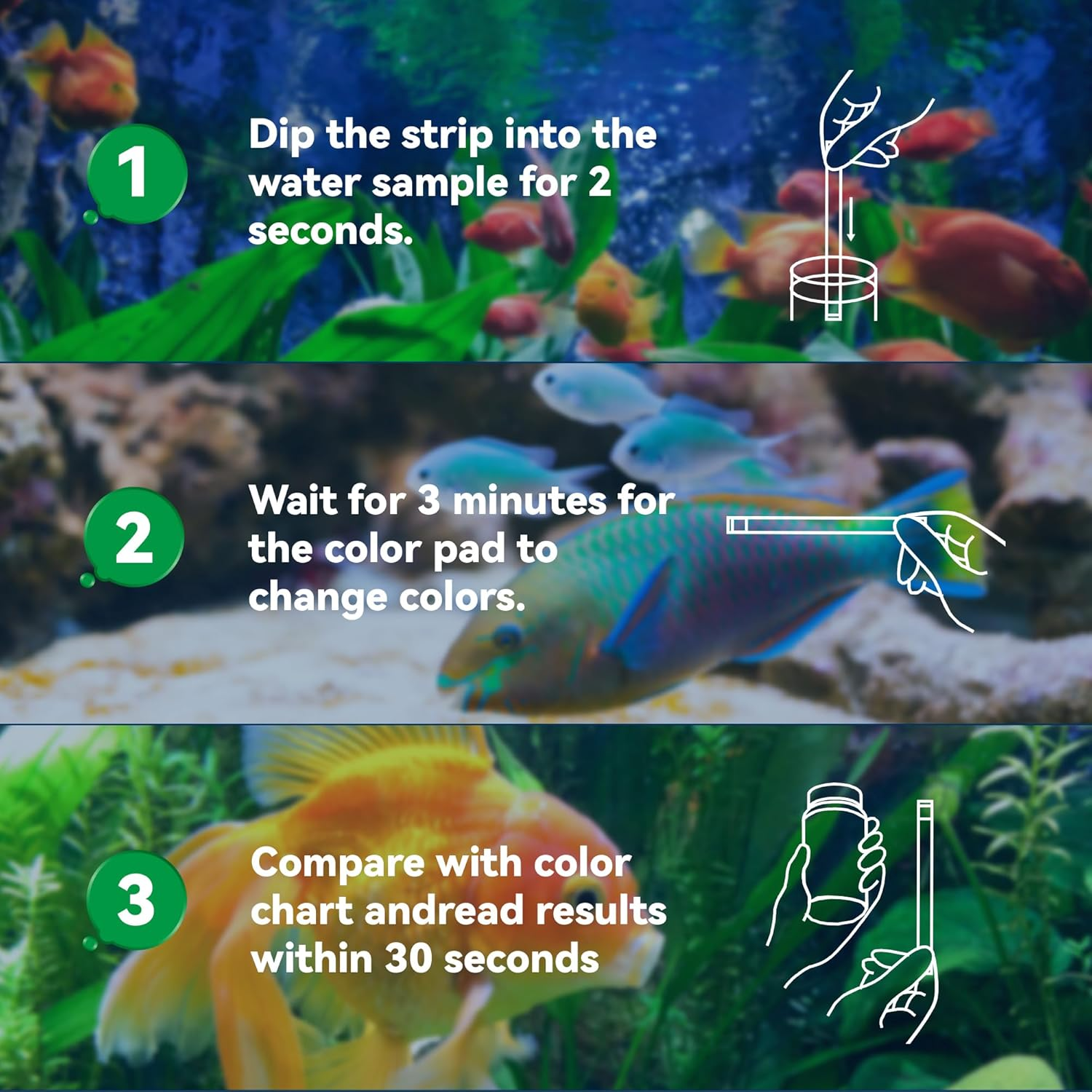 DIPSTIK Ammonia Test Strips for Fish Tank,Feshwater & Saltwater Aquarium Water Test Kit (50) image number 5