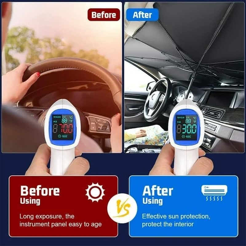 Windshield Sun Shade for Car, Car Window Shade, Foldable Car Umbrella Sunshade Cover Car Front Window, Blocks UV Rays Sun Visor Protector Sunshade for Interior Protection, Car Accessories (55"X31") image number 4