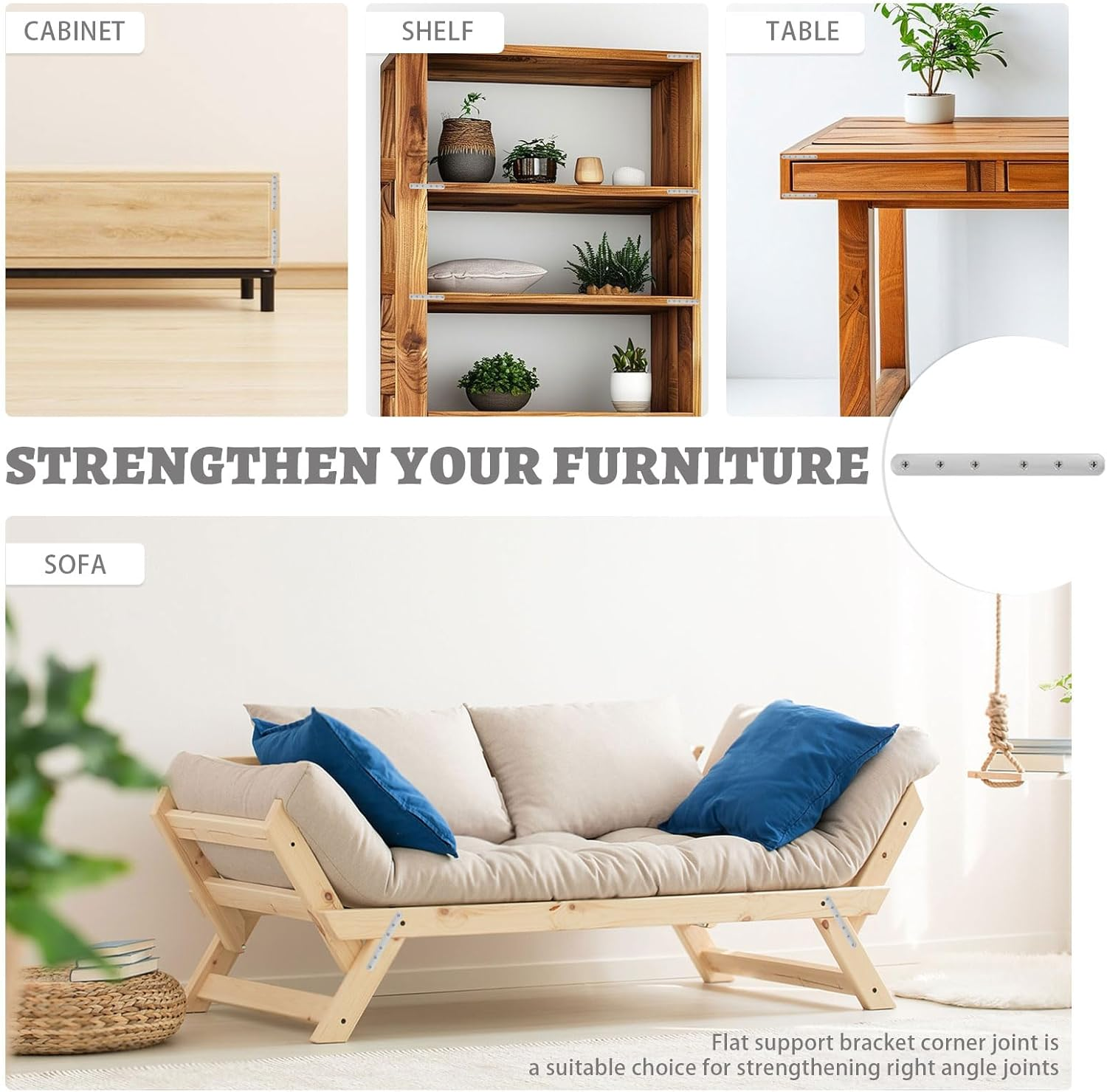 Diakey 10 Pack Flat Brackets for Braces, 16.5 X 1.9 X 0.28Cm/6.5 X 0.8 X 0.11In Stainless Steel Straight Mounting Brackets Metal Mending Plate with Screws for Wood Furniture Repair Fixing image number 1