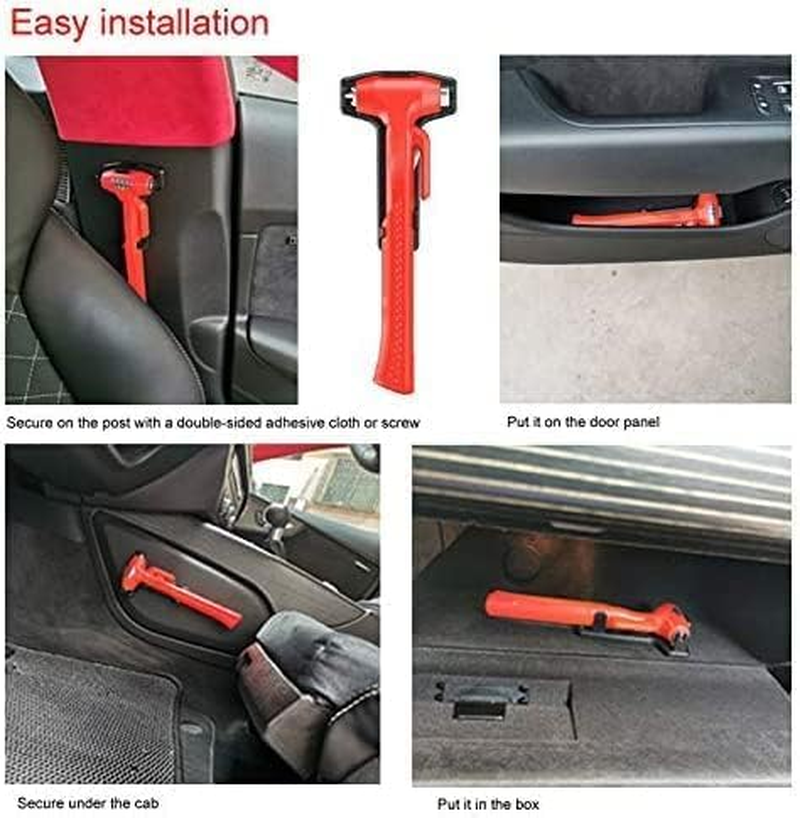 Window Breaker, Car Safety Hammer, Emergency Tool，Car Safety Hammer Life Saving Survival Kit with Heavy Carbon Steel Points and Hardened Sharp Car Window Breaker, Auto Accident Life-Saving Rescue(Red) image number 2