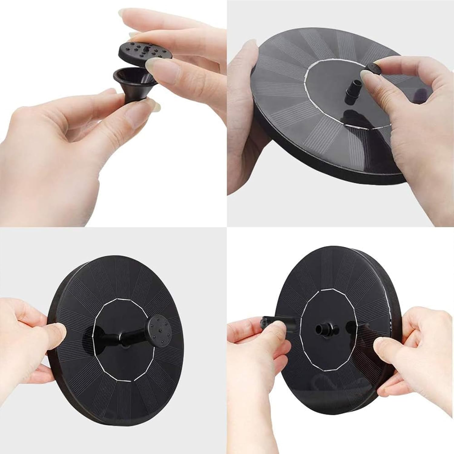 Solar Bird Bath Fountain Pump with 6 Nozzles &ndash; Floating Solar Fountain Pump for Bird Bath, Garden, Aquarium & Outdoor Decor &ndash; Free Standing Solar Powered Water Fountain &ndash; No Wiring Needed (16CM) image number 2