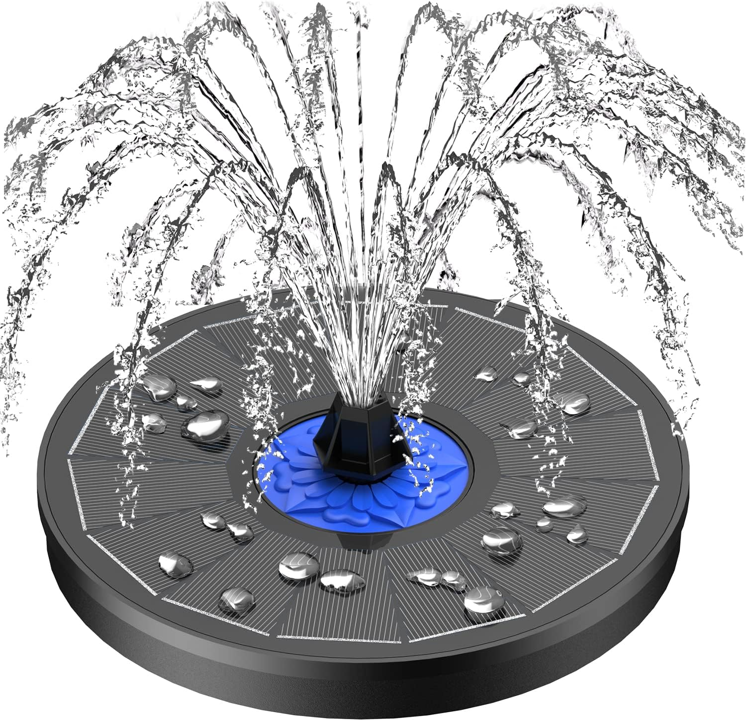SZMP Solar Fountain 2023 Upgrade, 3.5W Solar Powered Bird Bath Fountains with Flower, Outdoor Water Feature Fountain Pump with 7-In-1 Nozzles, 4 Fixed Pipes for Humingbirds, Garden, Pool, Pond