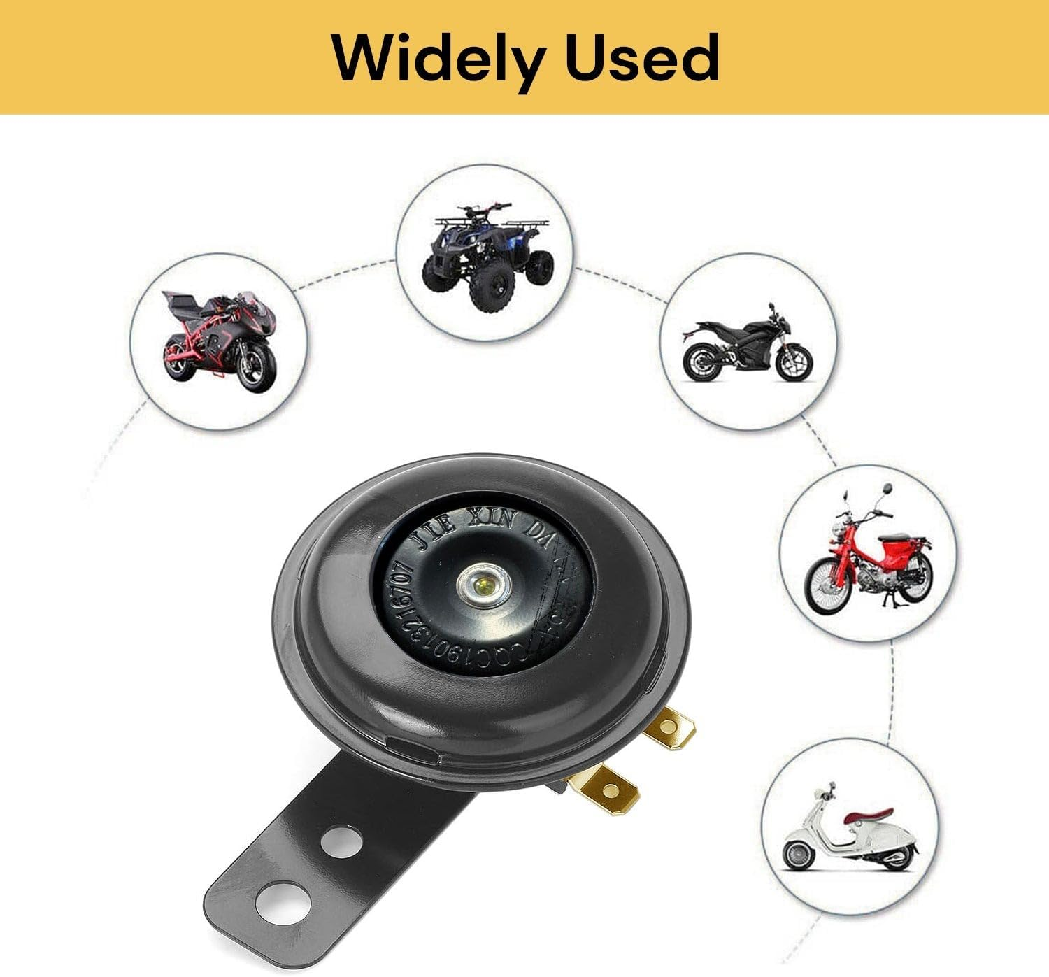 EZONEDEAL Universal Motorcycle Horn Waterproof round Loud 12V 1.5A 105Db Small Electric round Powersports Horns for Motorcycle ATV Scooter UTV Dirt Bike Ebike - Black image number 1